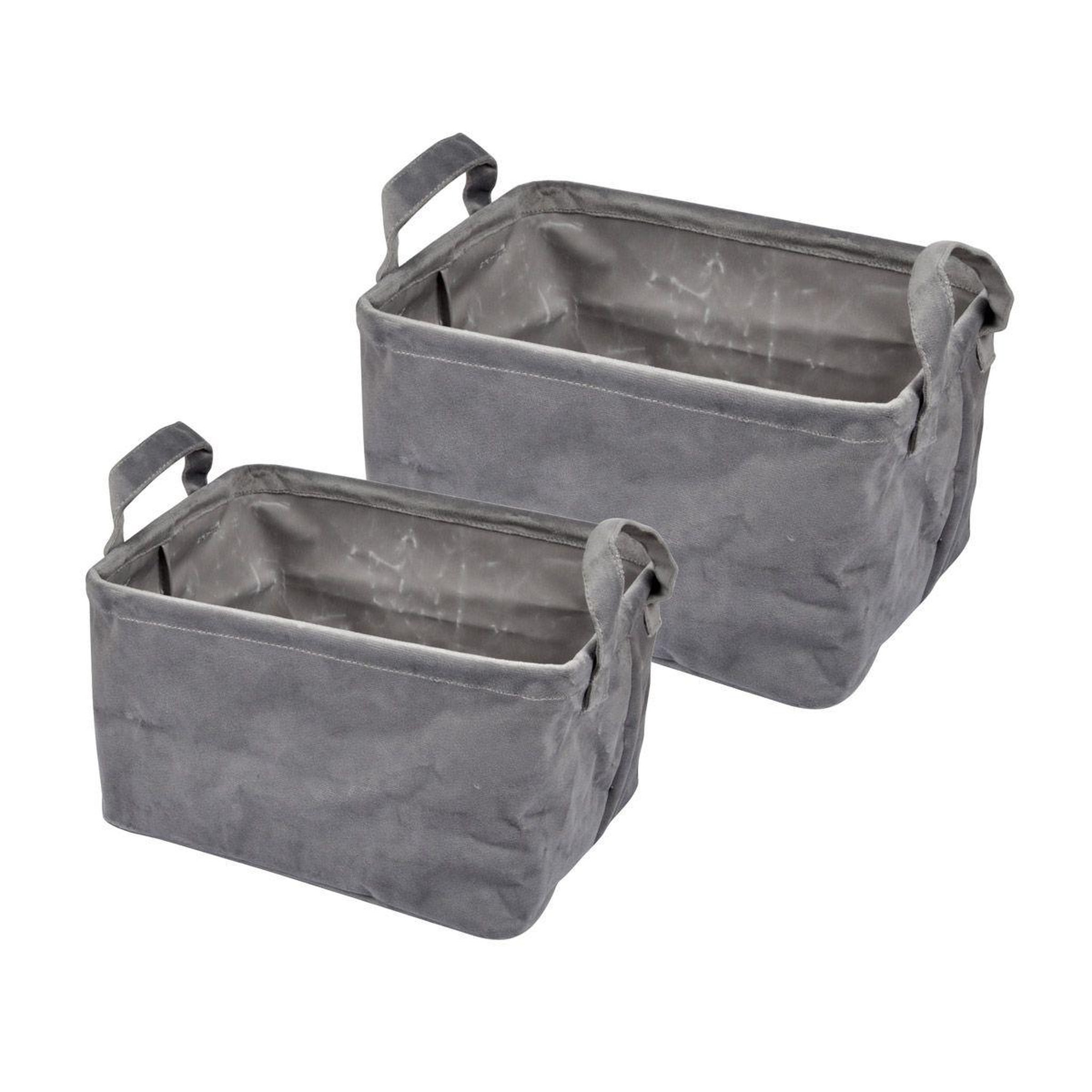 Douceur d'Intérieur Lot de 2 panières rectangles  velvet  32cm anthracite