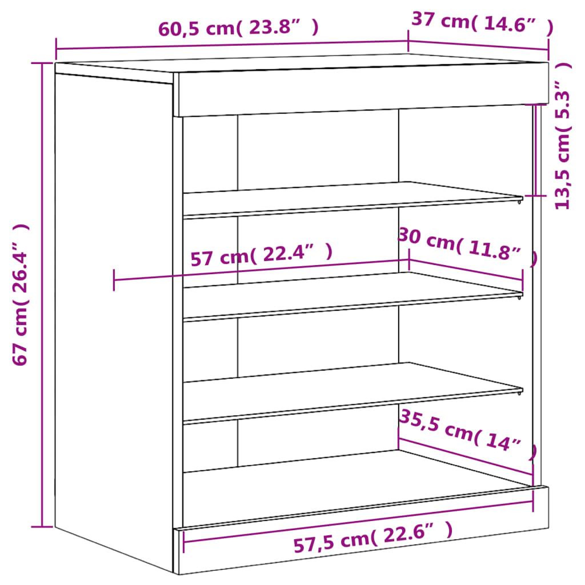 Voir la diapositive 6 : VIDAXL Buffet avec lumieres LED blanc 60,5x37x67 cm
