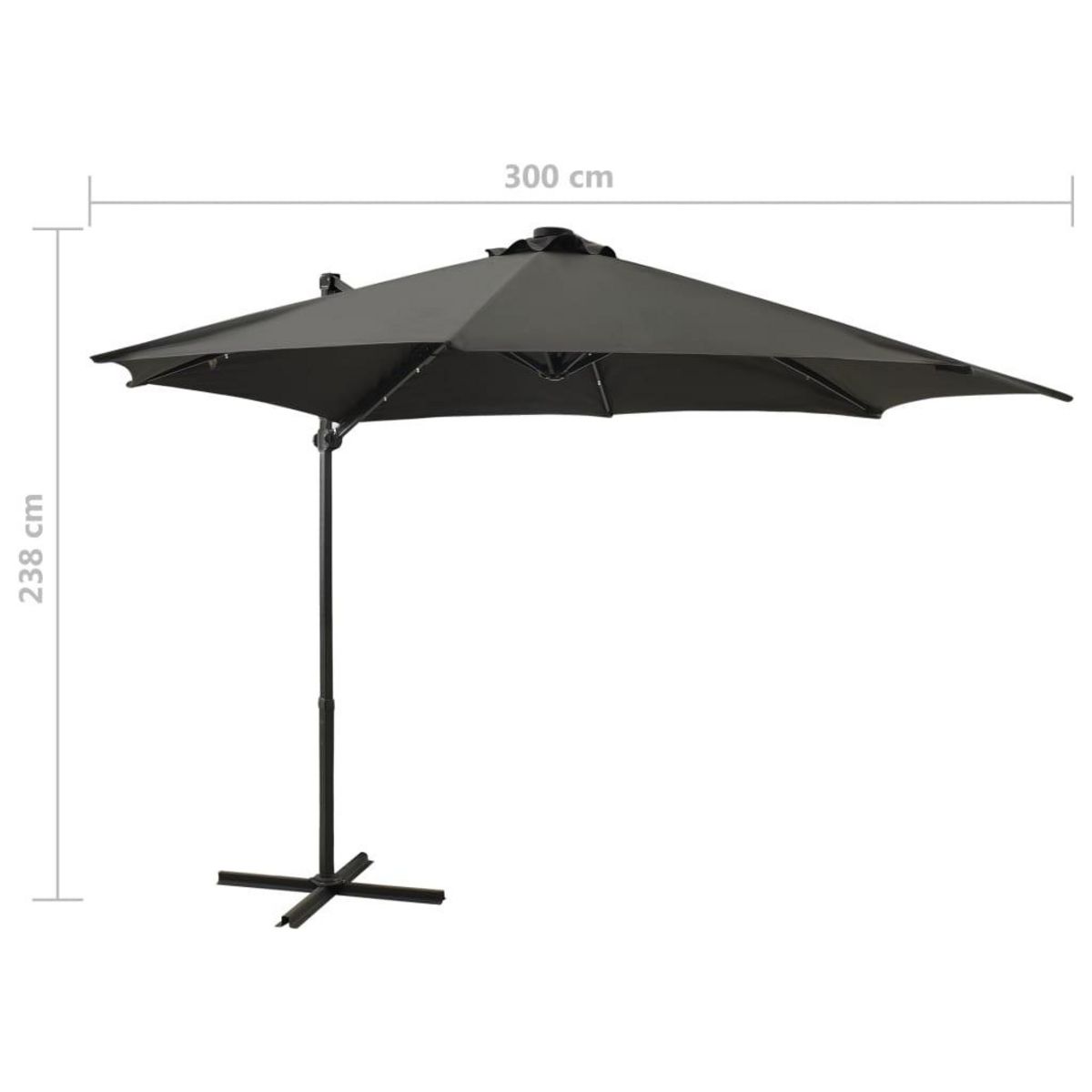 VIDAXL Parasol de jardin en porte-a-faux avec mat et lumieres LED