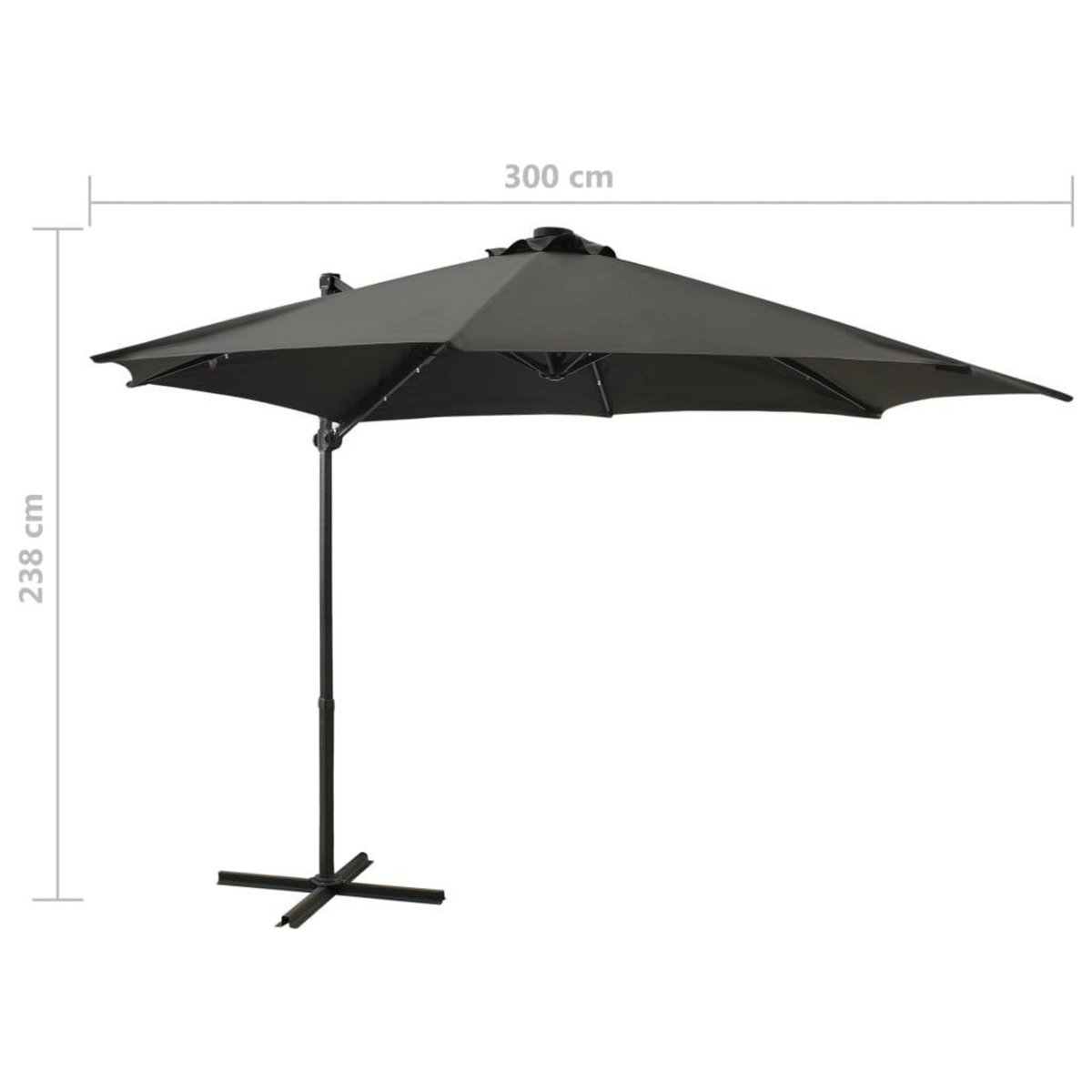 VIDAXL Parasol de jardin en porte-a-faux avec mat et lumieres LED