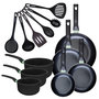 Voir la diapositive 1 : Fackelmann Set de 4 poêles 16 20 24 et 28 cm et 3 casseroles 16, 18 et 20 cm antiadhésives céramique et 6 ustensiles Fackelmann Brandao