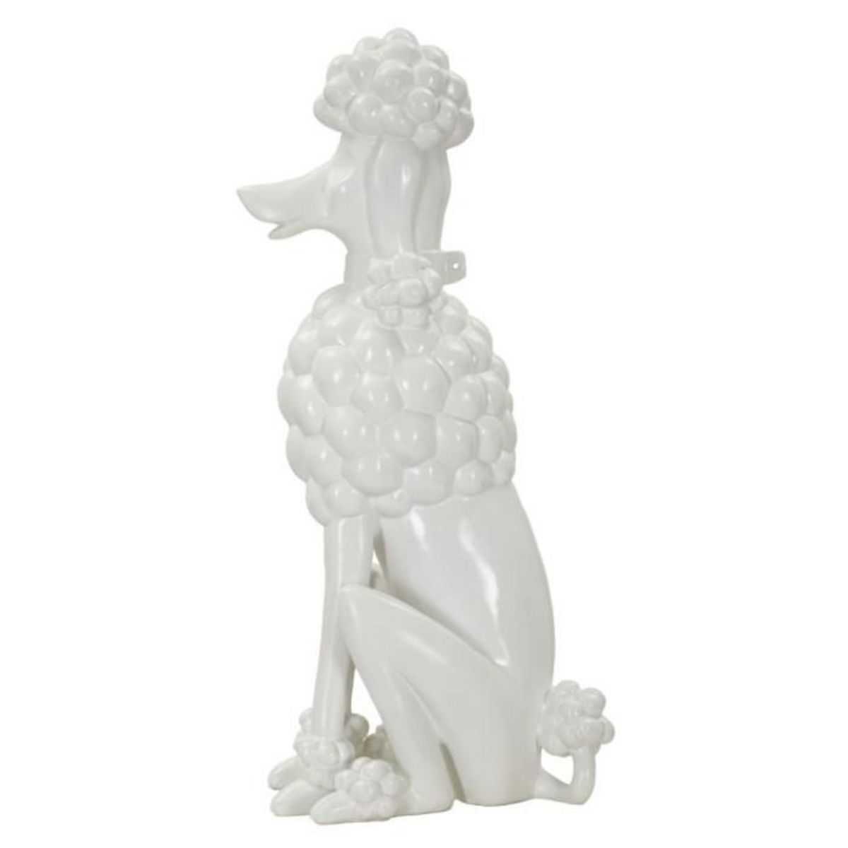 Paris Prix Statue Déco Chien  Caniche Assis  61cm Blanc