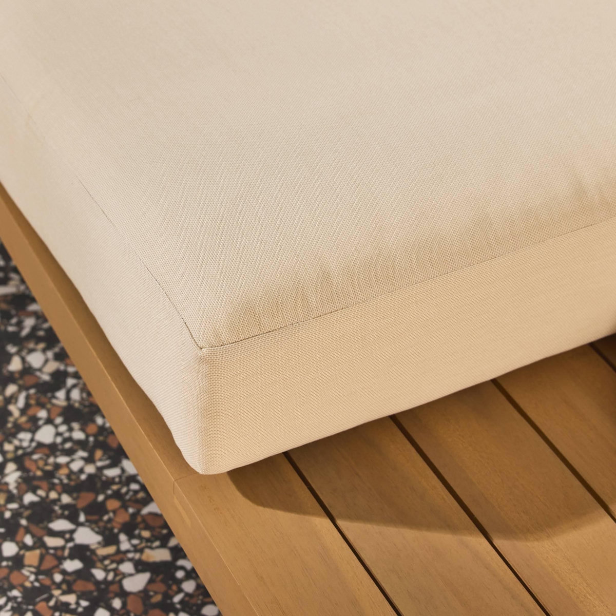 SWEEEK Salon de jardin d'angle bois d'acacia 5 places beige - Zenzu