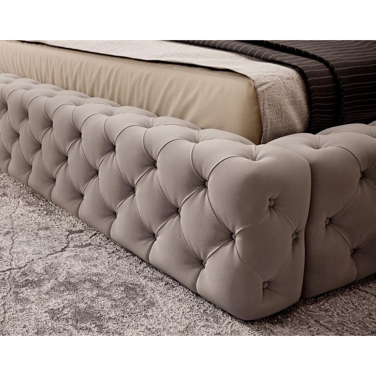 BEST MOBILIER Christiana - lit coffre - 160x200 - sommier inclus - en velours