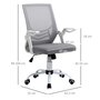 VINSETTO Vinsetto Chaise de bureau ergonomique support lombaires hauteur réglable pivotante 360° accoudoirs relevables polyester maille gris