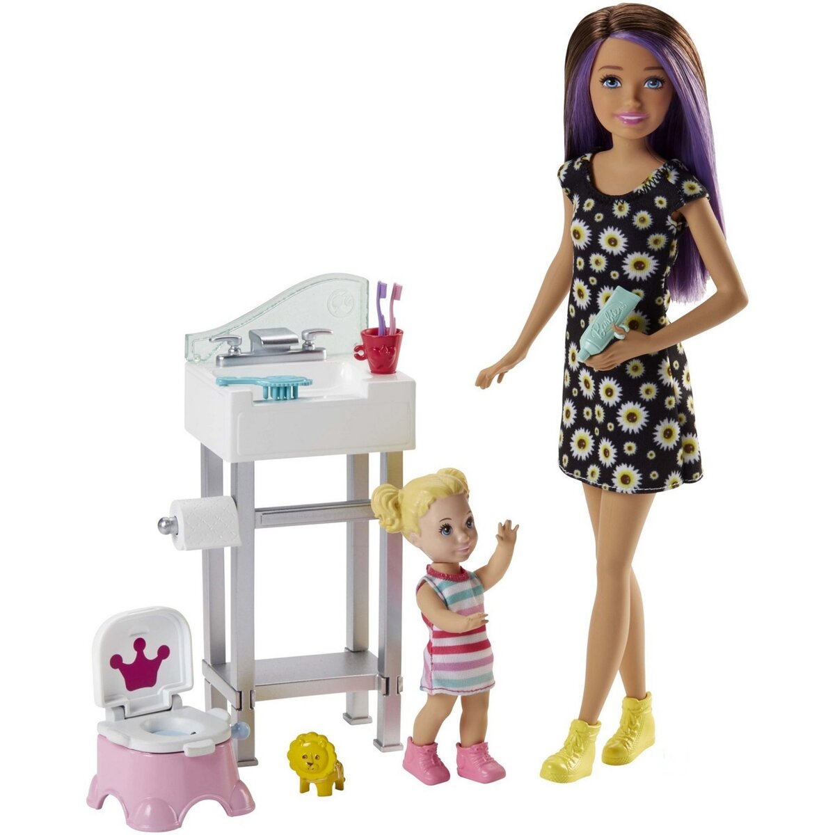 BARBIE Coffret babysitter et enfant Barbie SALLE DE BAIN