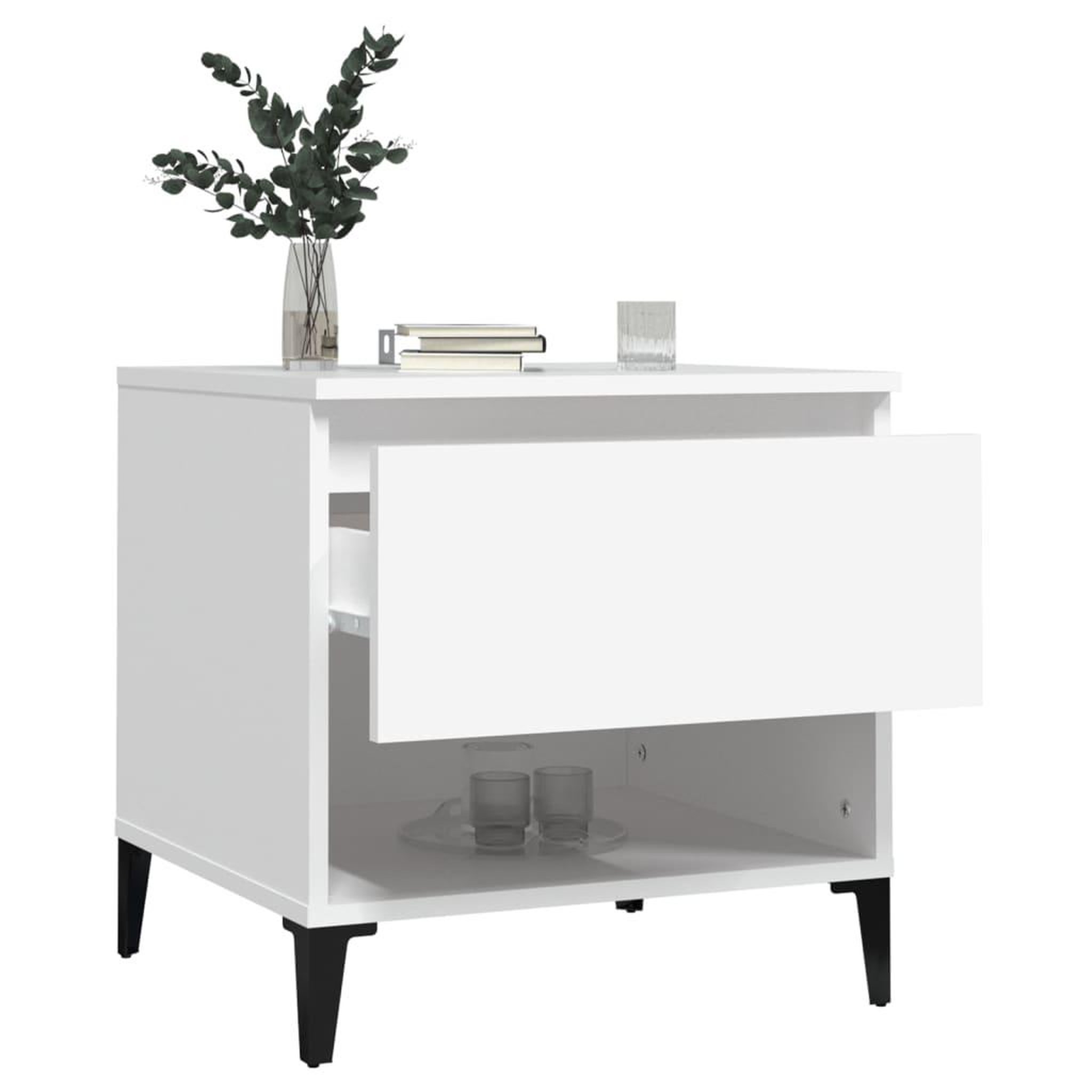 Voir la diapositive 5 : VIDAXL Table d'appoint Blanc 50x46x50 cm Bois d'ingenierie