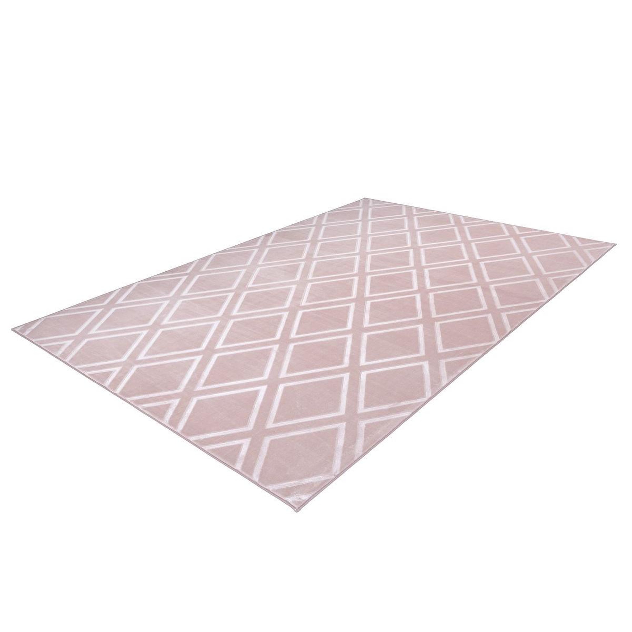 Voir la diapositive 4 : Paris Prix Tapis Imprimé Losange Fait Main  Monroe III  Rose