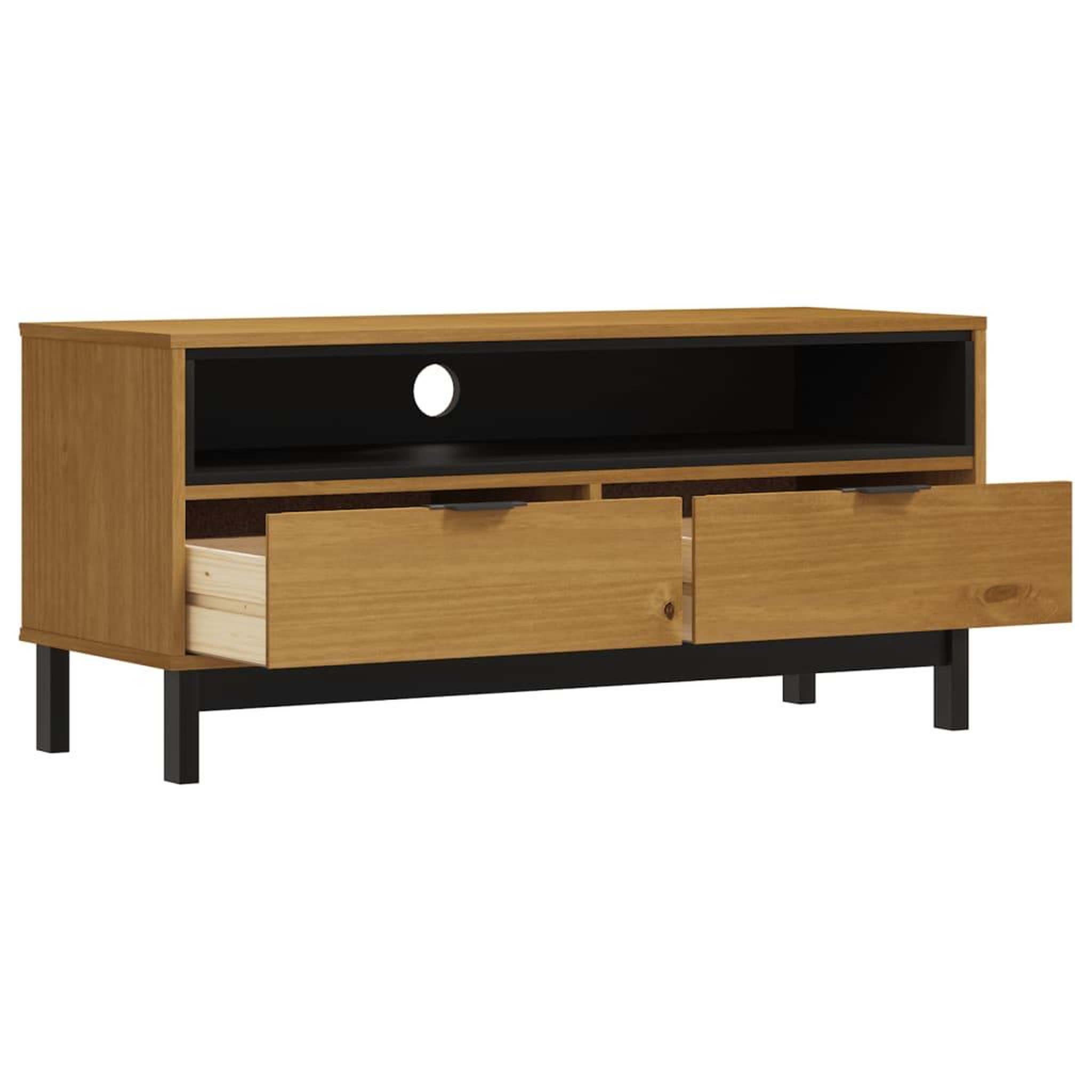 Voir la diapositive 4 : VIDAXL Meuble tv flam 110x40x50 cm bois massif de pin