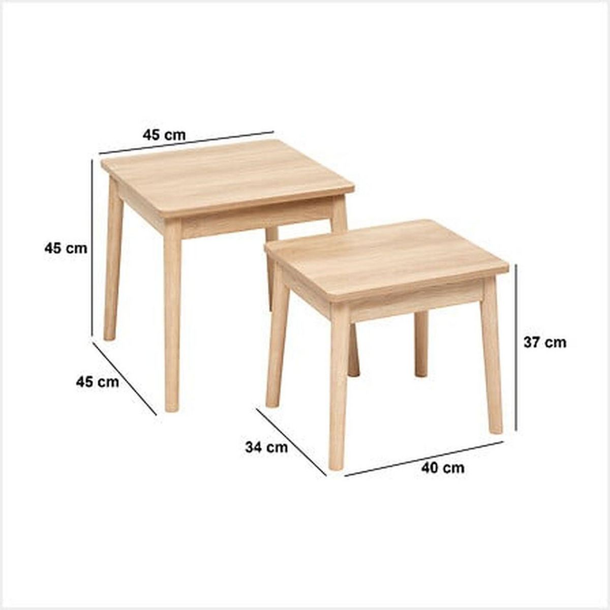 FIVE Ensemble de 2 tables à café gigognes effet bois naturel ABANA - Beige