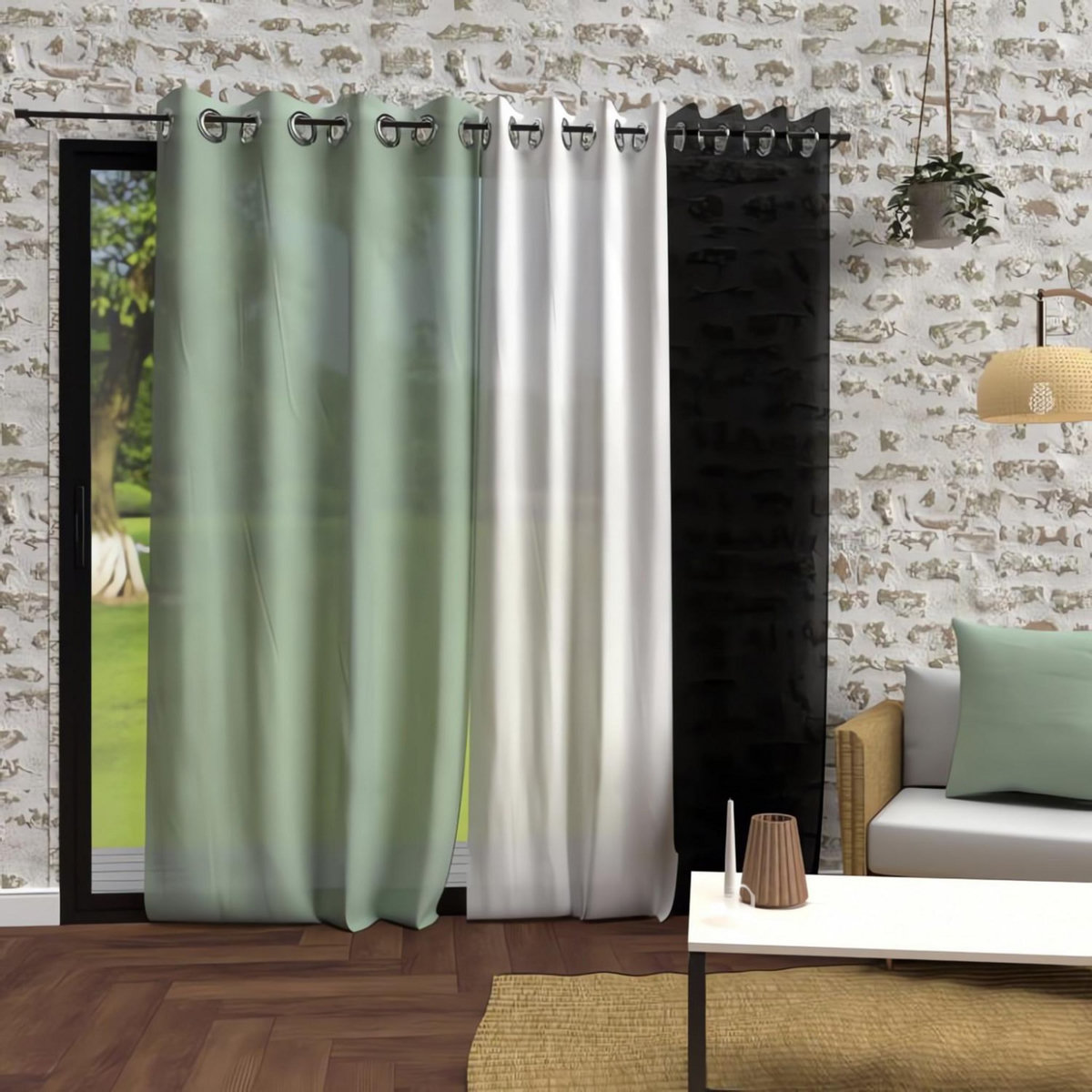 SOLEIL D'OCRE Voile à oeillets effet froissé 135x250 cm BOHEME, par Soleil d'Ocre