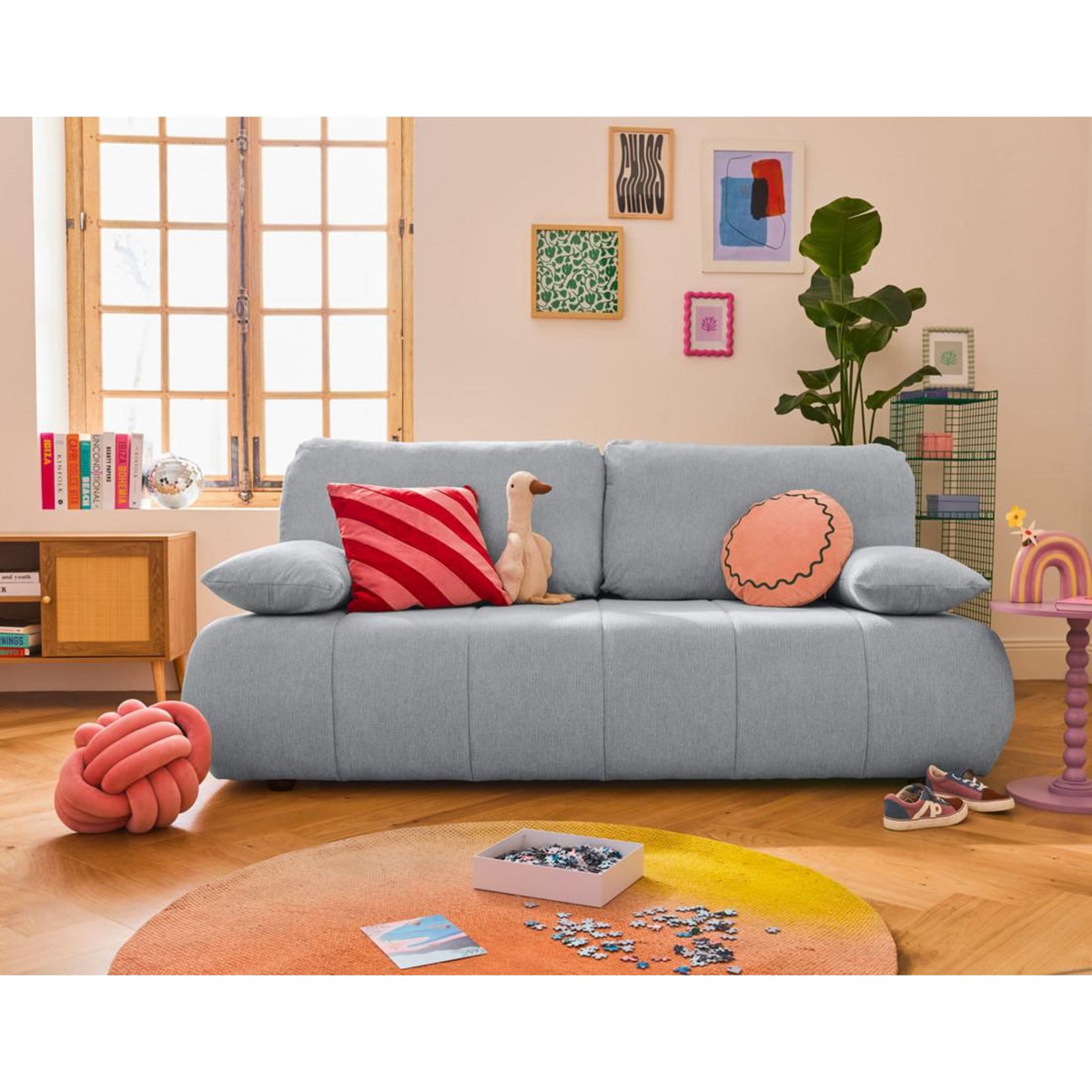 BEST MOBILIER Harper - canapé 3 places convertible avec coffre en tissu texturé