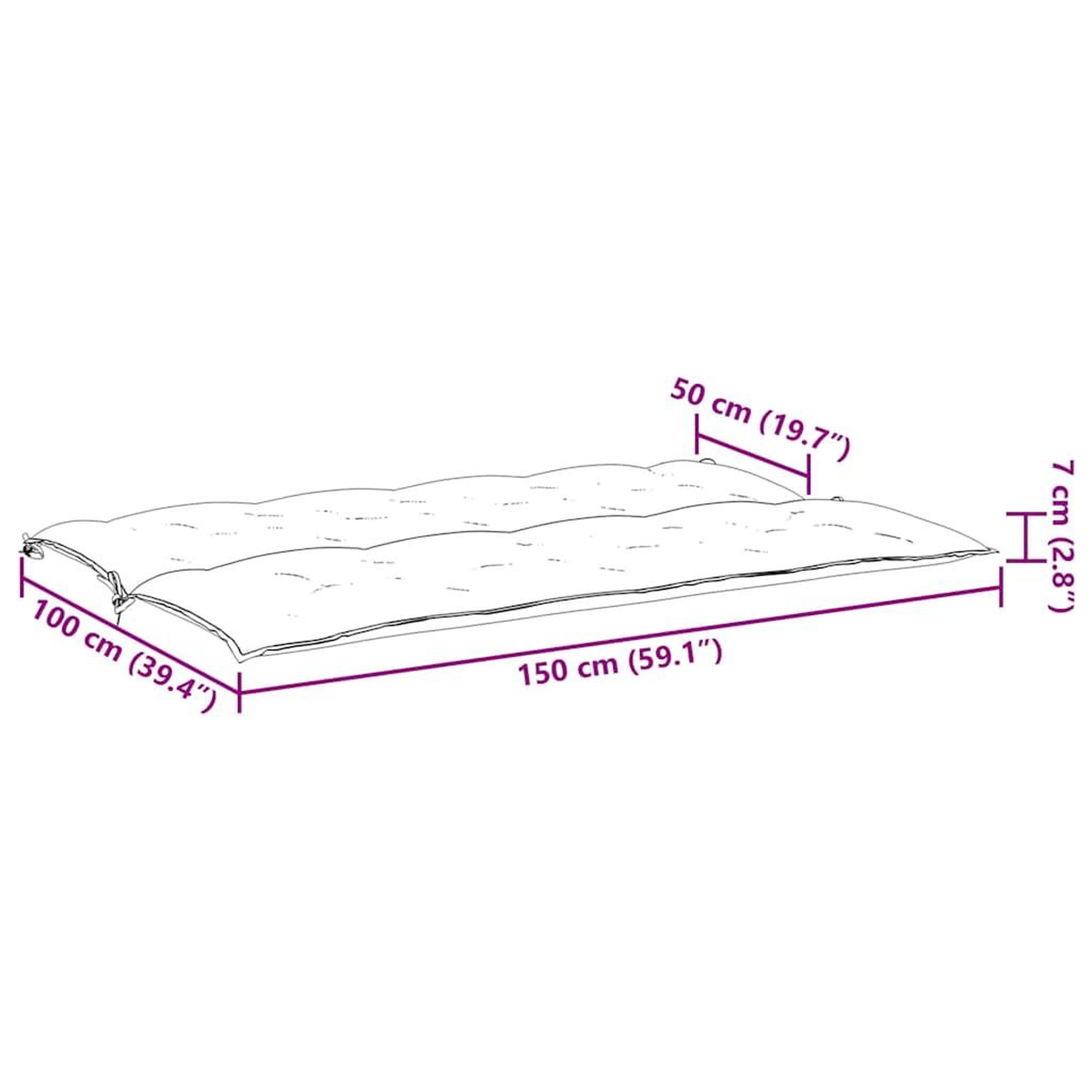 Voir la diapositive 6 : VIDAXL Coussin de banc de jardin taupe 150x(50+50)x7 cm tissu oxford