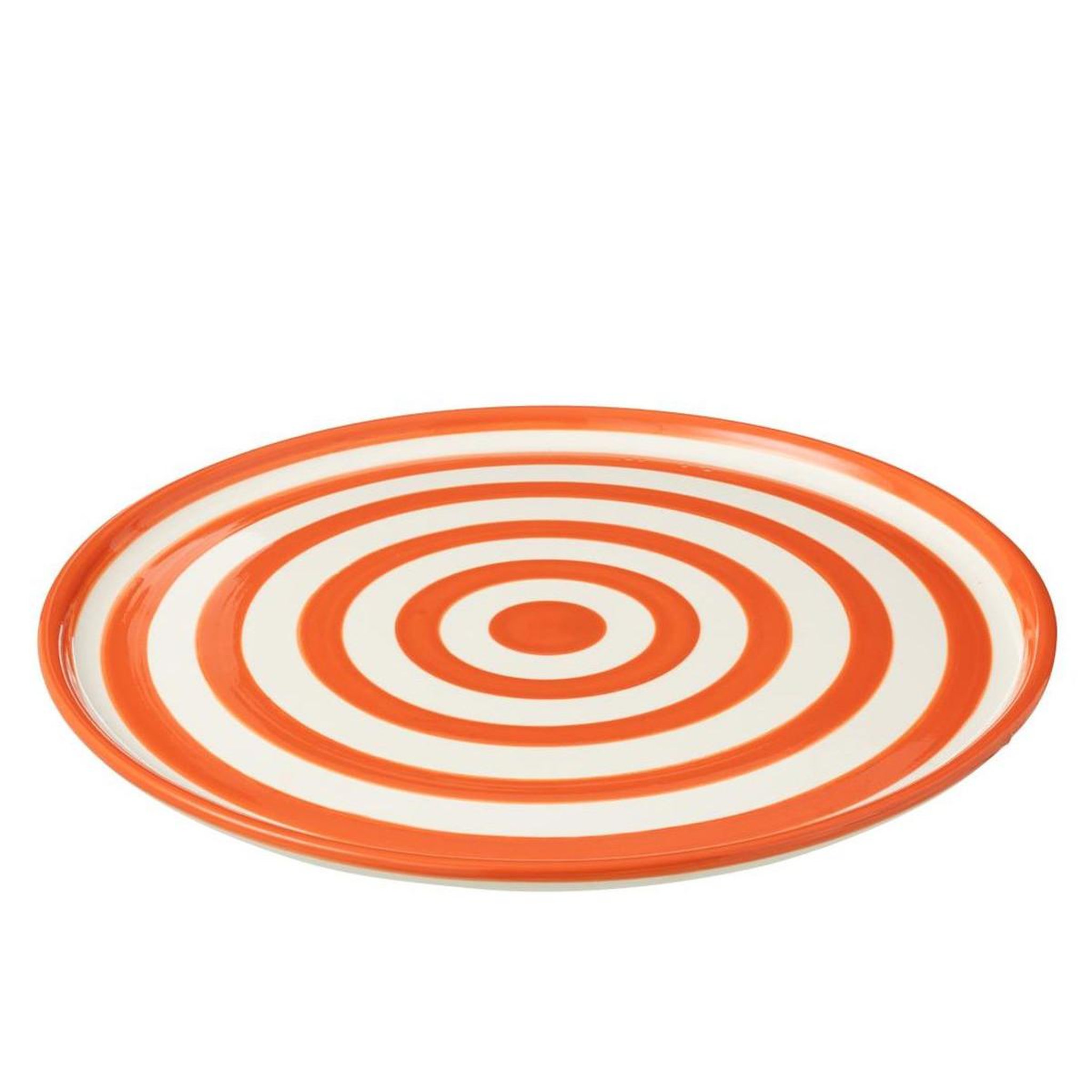 Voir la diapositive 2 : J-LINE Assiette de présentation en céramique  granada rayure  34cm orange