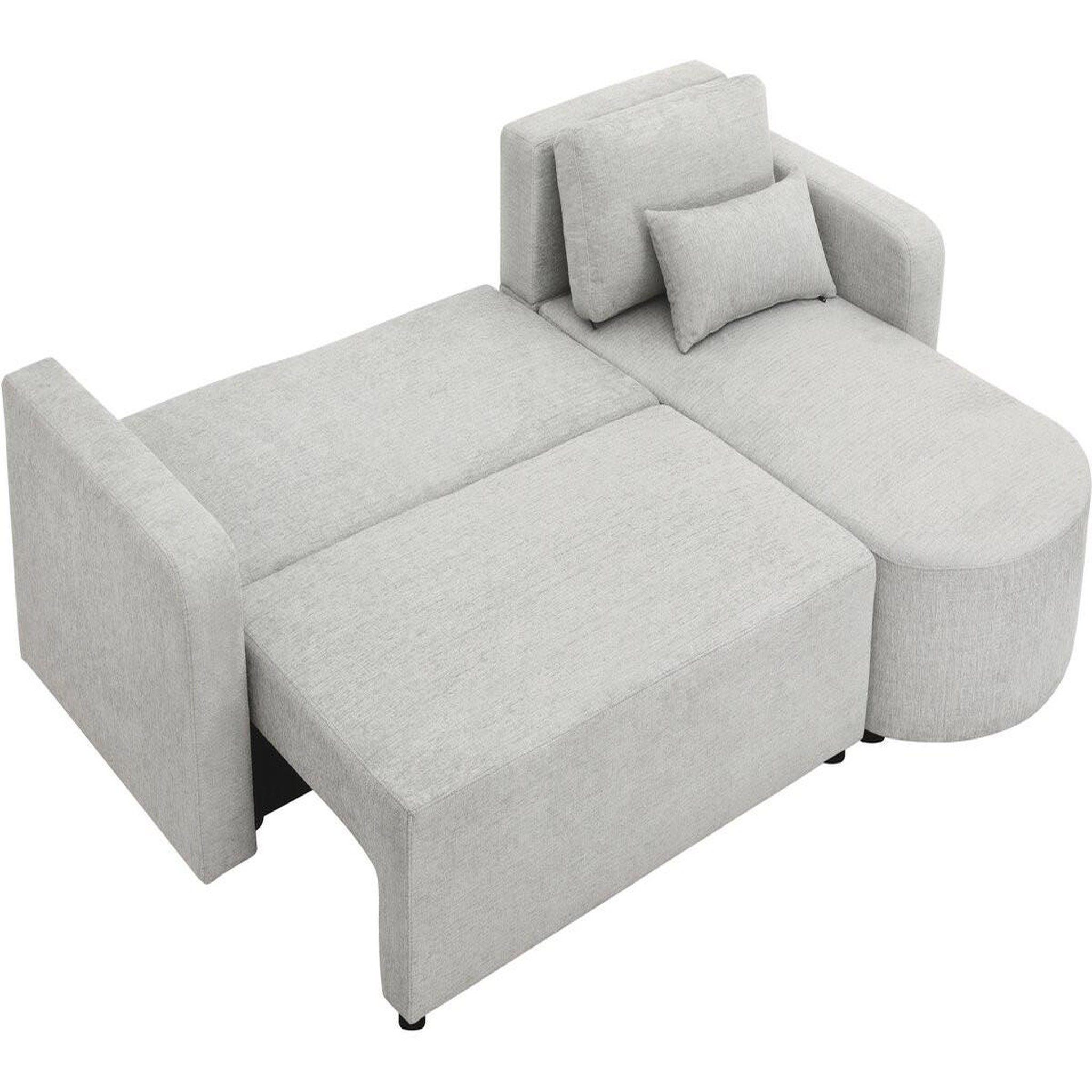 Voir la diapositive 3 : Habitat et Jardin Canapé d'angle convertible et reversible en tissu  charles  - 3 places - gris