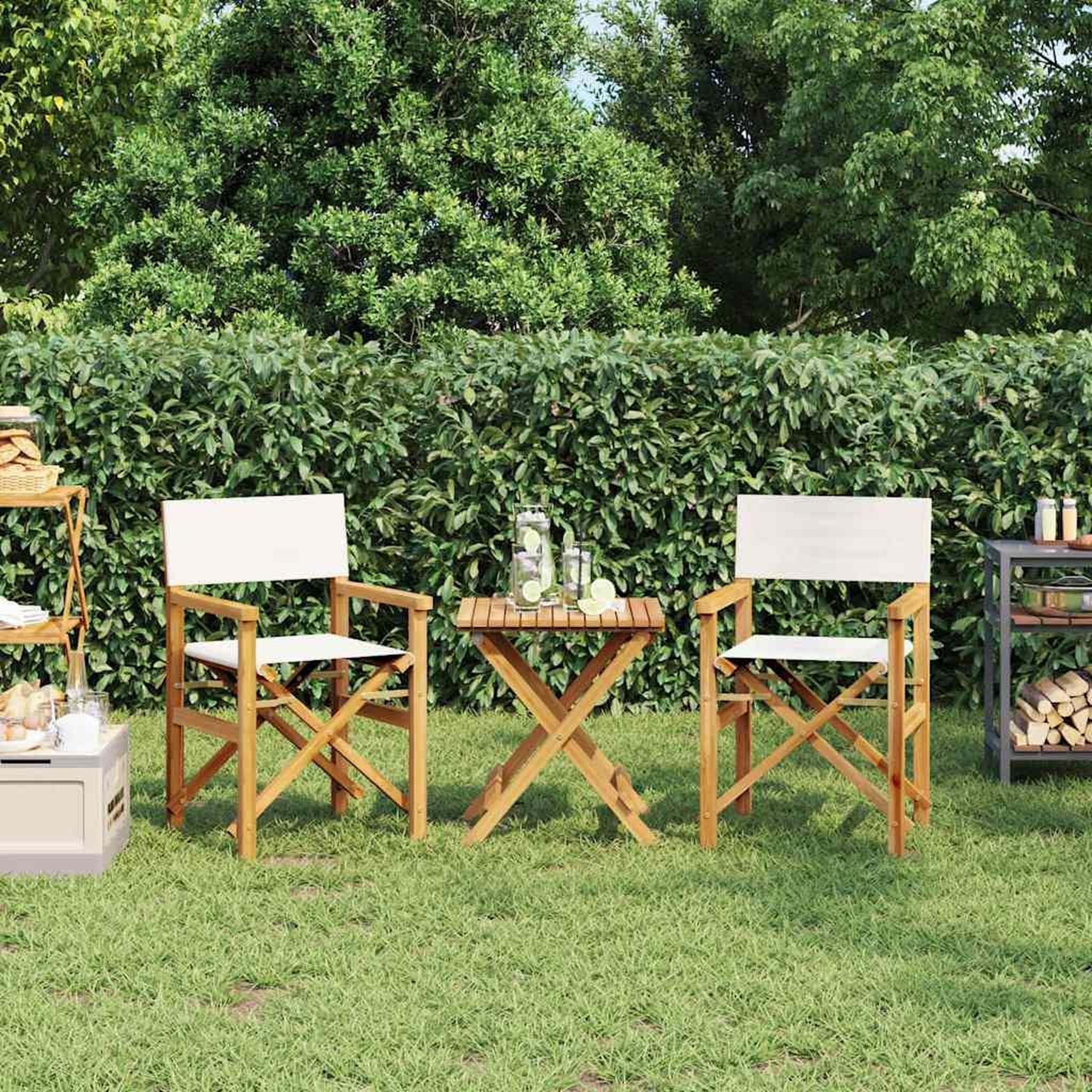 VIDAXL Chaises de metteur en scene pliantes lot de 2 Bois teck massif
