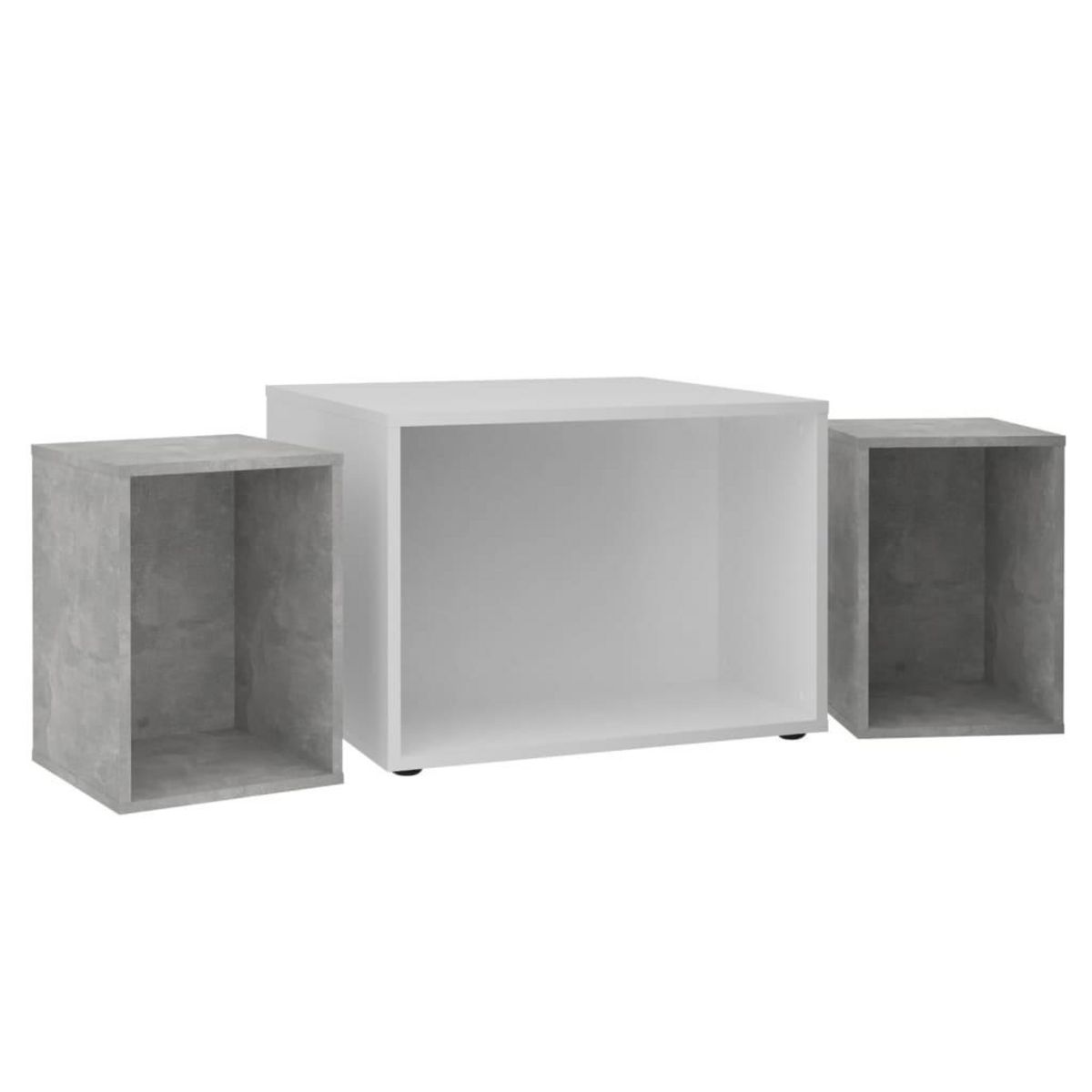 FMD FMD Table basse avec 2 tables d'appoint 67,5x67,5x50 cm Blanc et beton