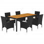 Voir la diapositive 2 : VIDAXL Ensemble a manger de jardin et coussins 7pcs noir rotin acacia
