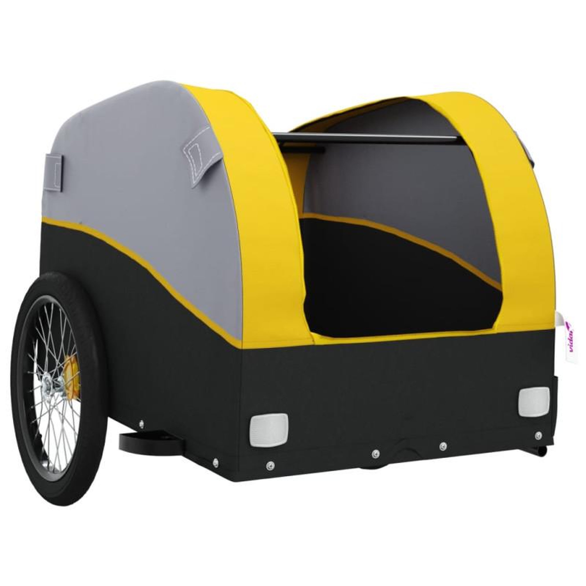 Voir la diapositive 5 : VIDAXL Remorque de vélo noir et jaune 30 kg fer