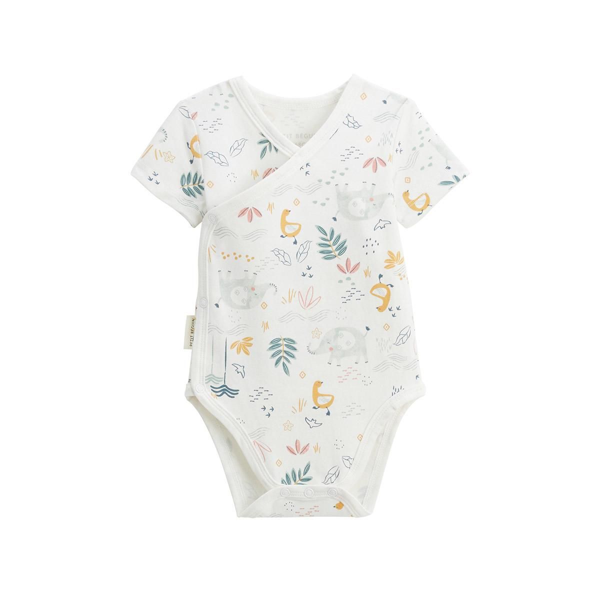 Petit Béguin Lot de 2 bodies bébé manches courtes ouverture croisée Hawaiki