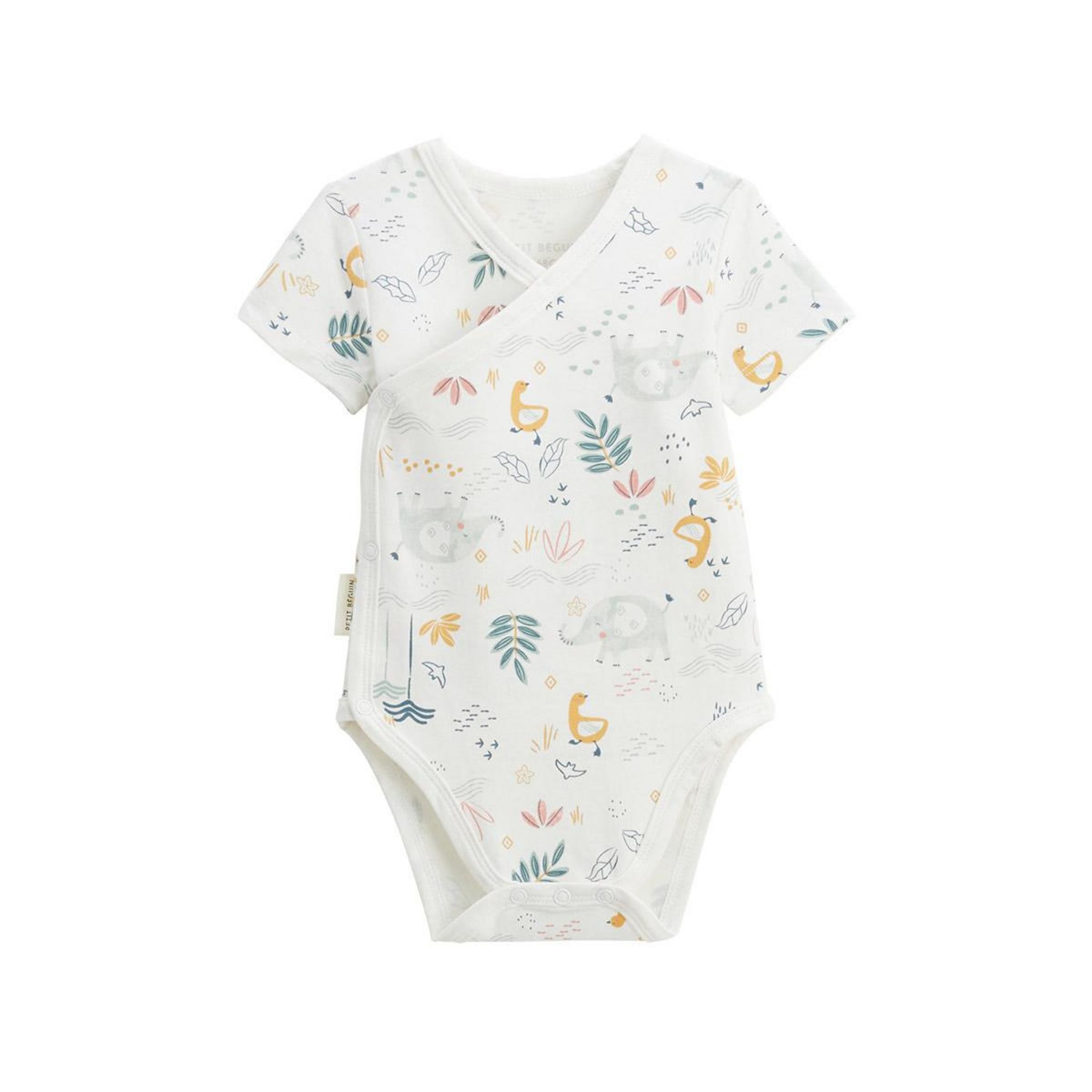 Petit Béguin Lot de 2 bodies bébé manches courtes ouverture croisée Hawaiki