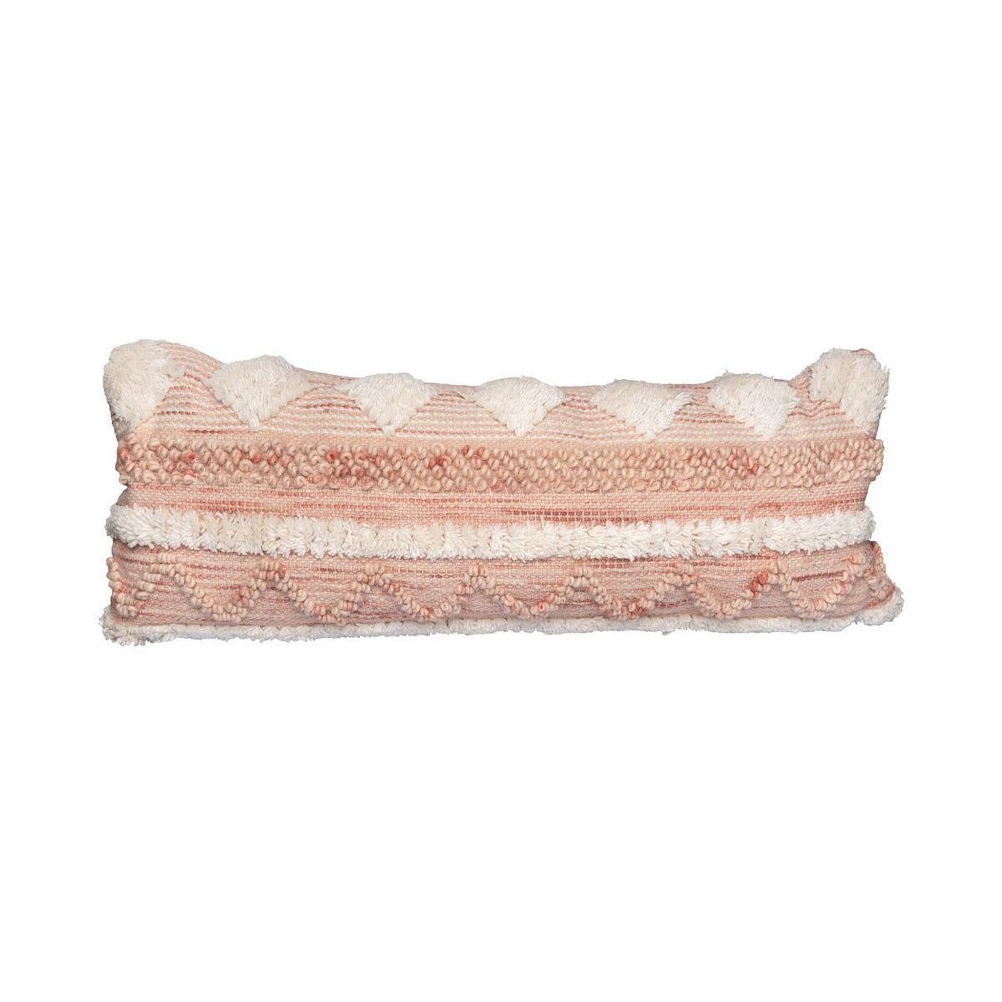 Paris Prix Coussin tissé à la main  bohist  35x95cm rose & crème