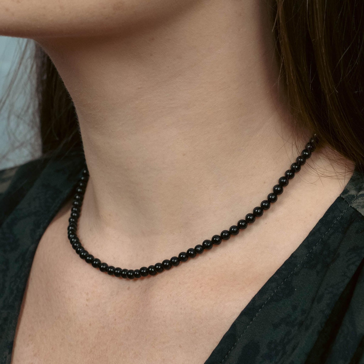 SLOYA Collier Serena en pierres Obsidienne