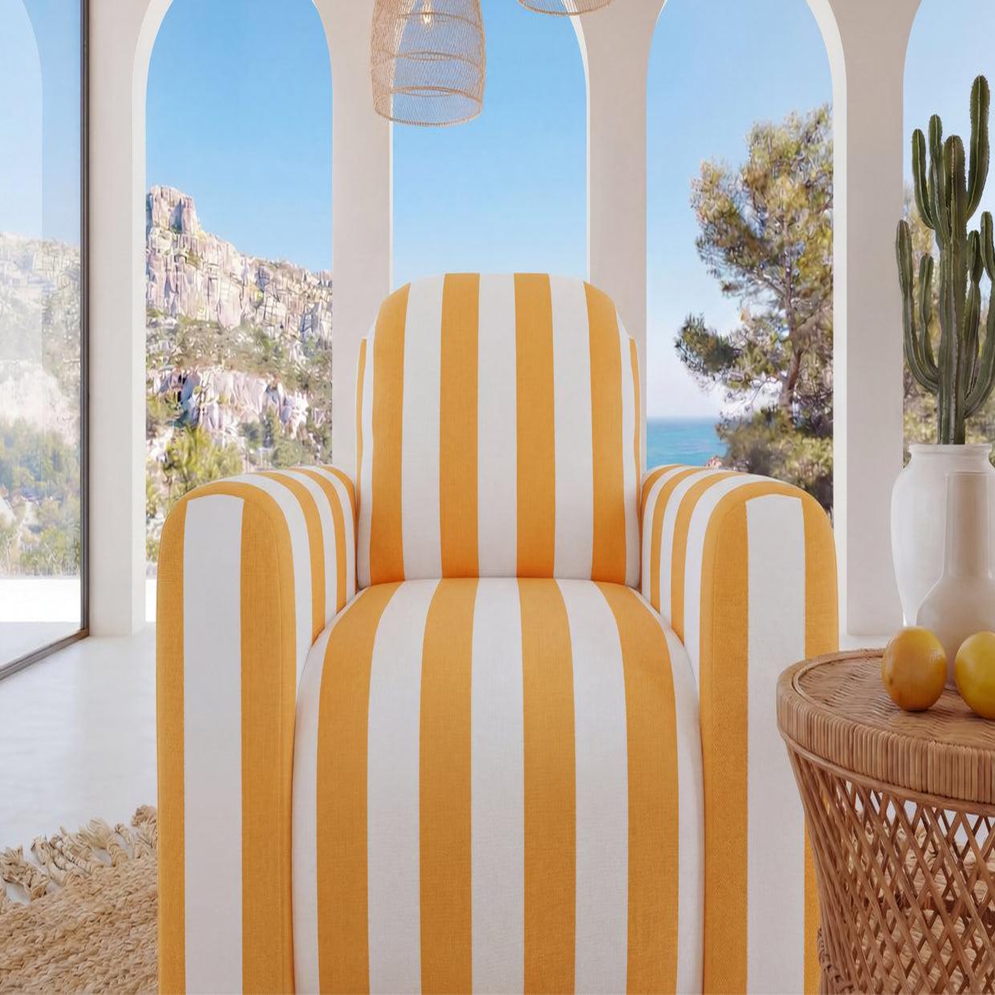 Voir la diapositive 5 : CASANOVA PARIS Elvis - fauteuil tissu rayé