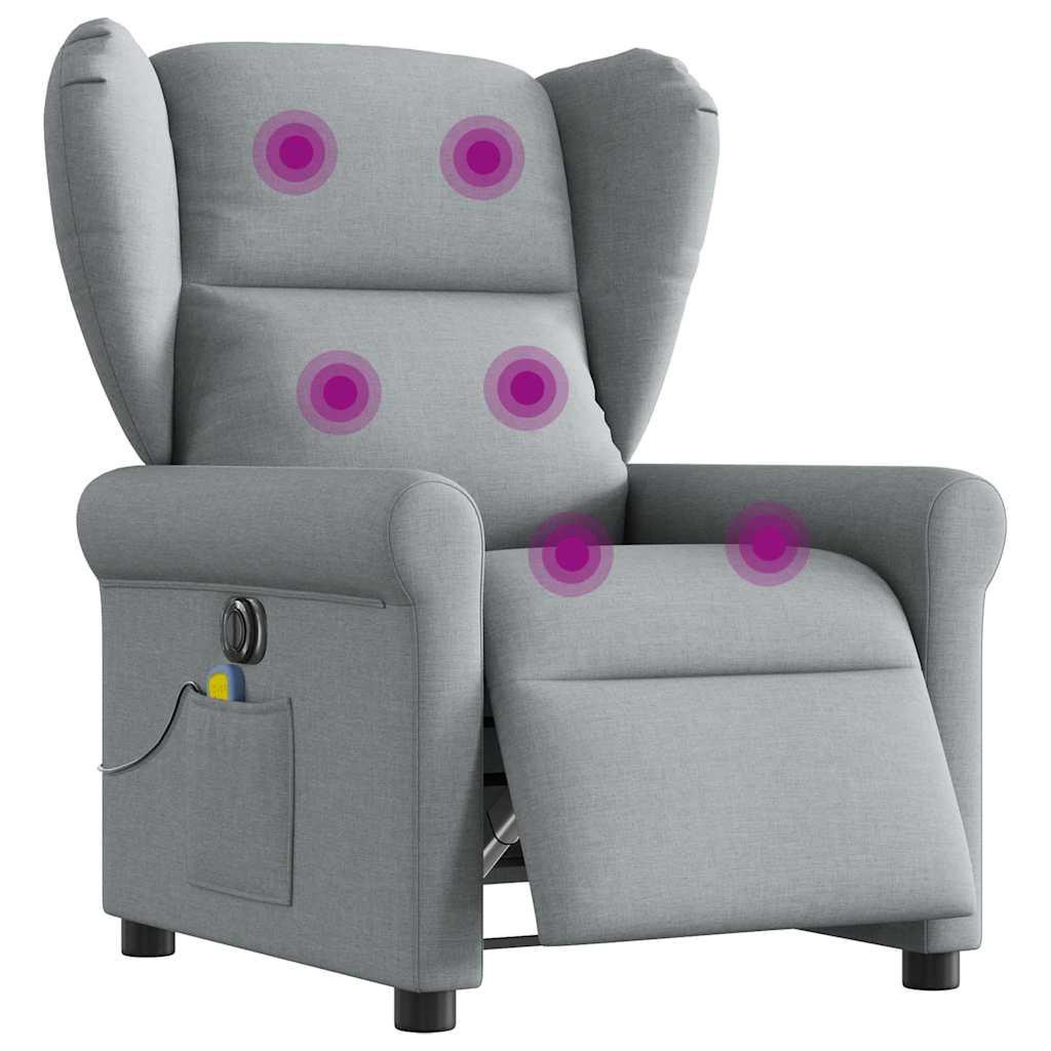 VIDAXL Fauteuil de massage inclinable electrique gris clair tissu