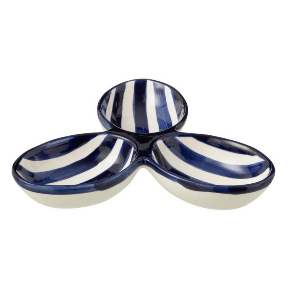 Paris Prix Service Apéritif en Céramique  Granada Rayure  24cm Bleu Cobalt