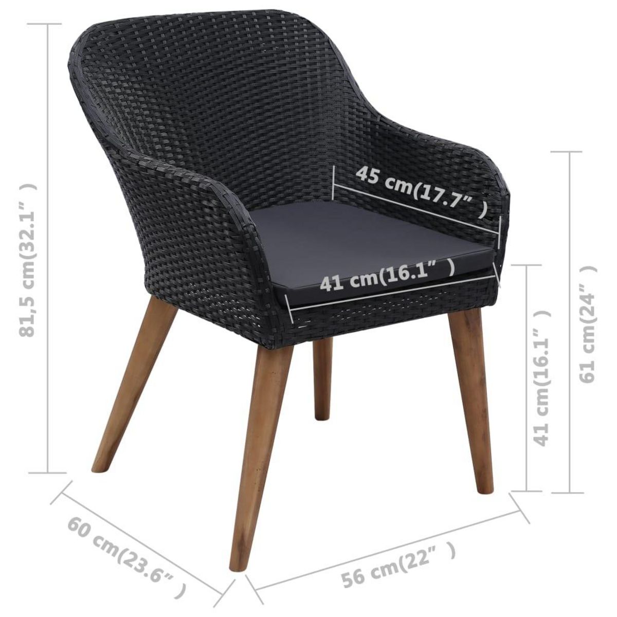 VIDAXL Ensemble a manger d'exterieur 9pcs coussins resine tressee noir