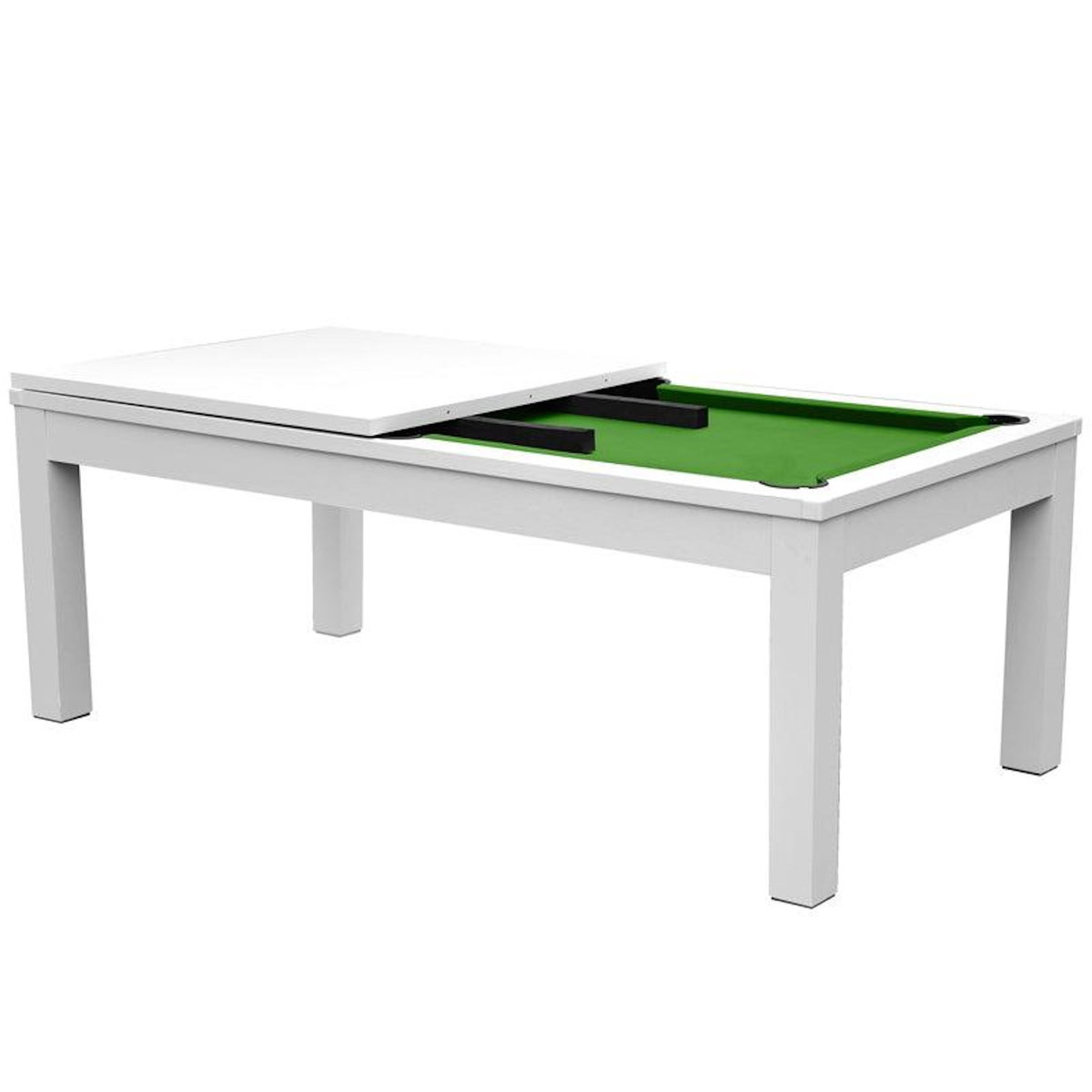 Rendez vous déco Table de billard convertible blanche tapis vert-Eddie
