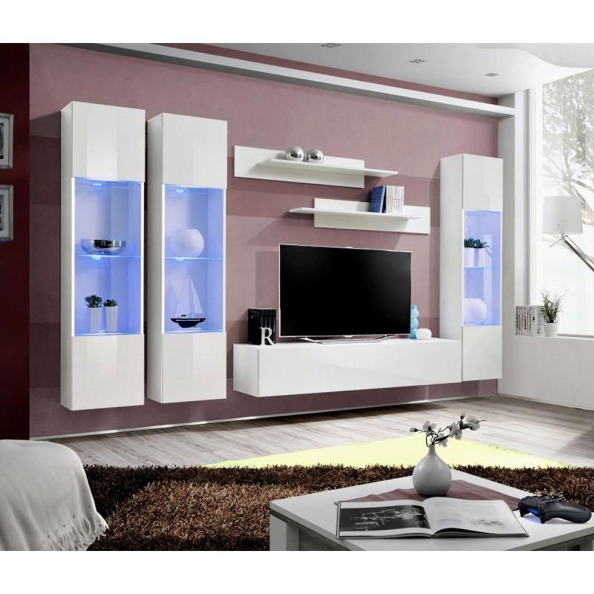 Paris Prix Meuble TV Mural Design  Fly III  310cm Blanc