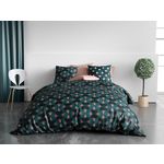 ATELIER DU COTON Parure housse de couette 100% coton 57 fils greek. Coloris disponibles : Vert