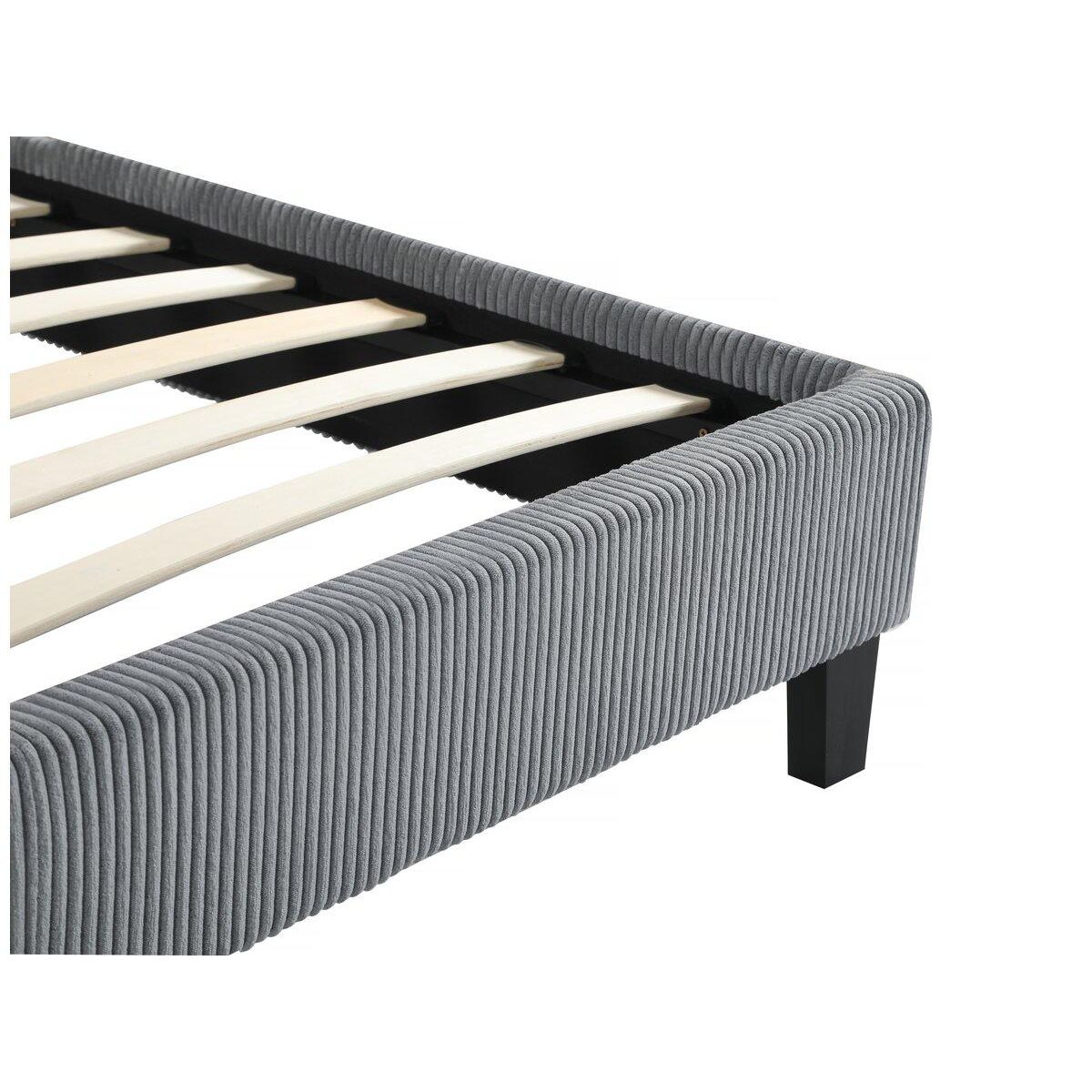 Habitat et Jardin Lit en Velours Cotelé  Ambre  - 140 x 190 - Gris