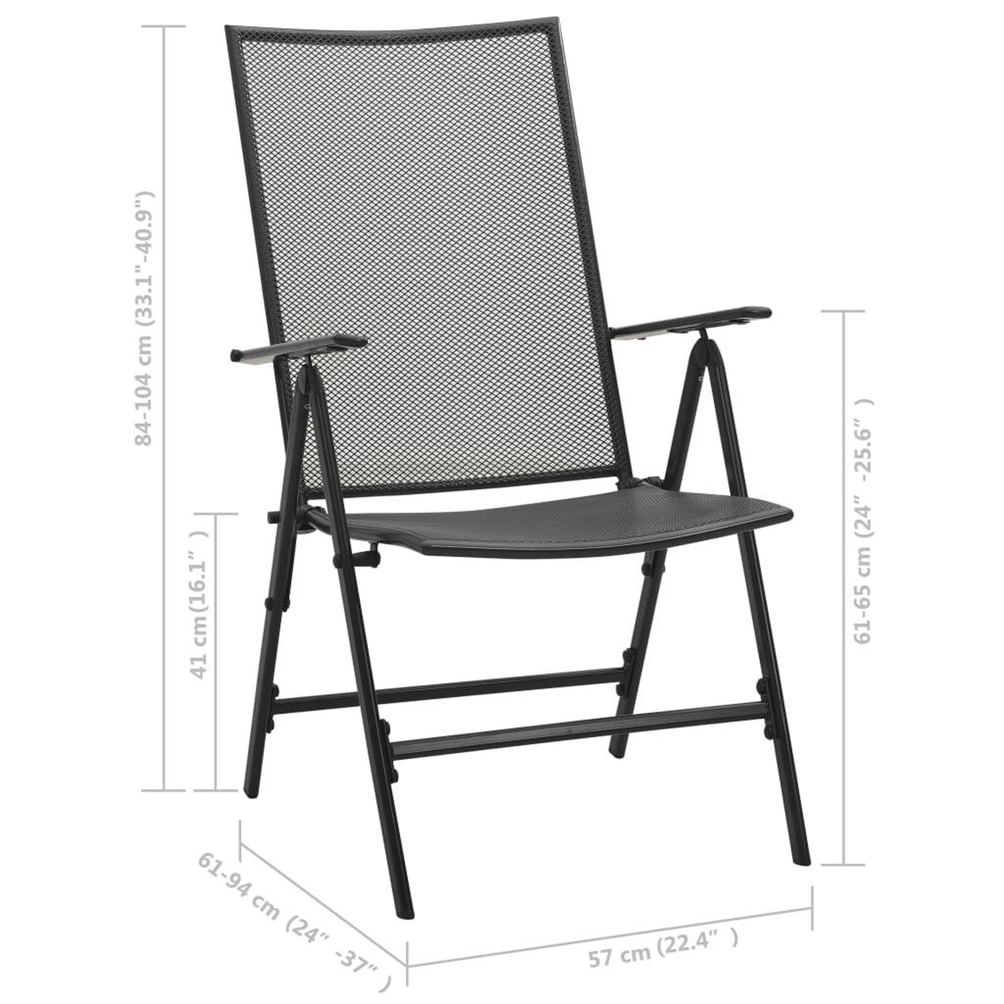 Voir la diapositive 6 : VIDAXL Chaises pliables en maille lot de 4 Acier Anthracite