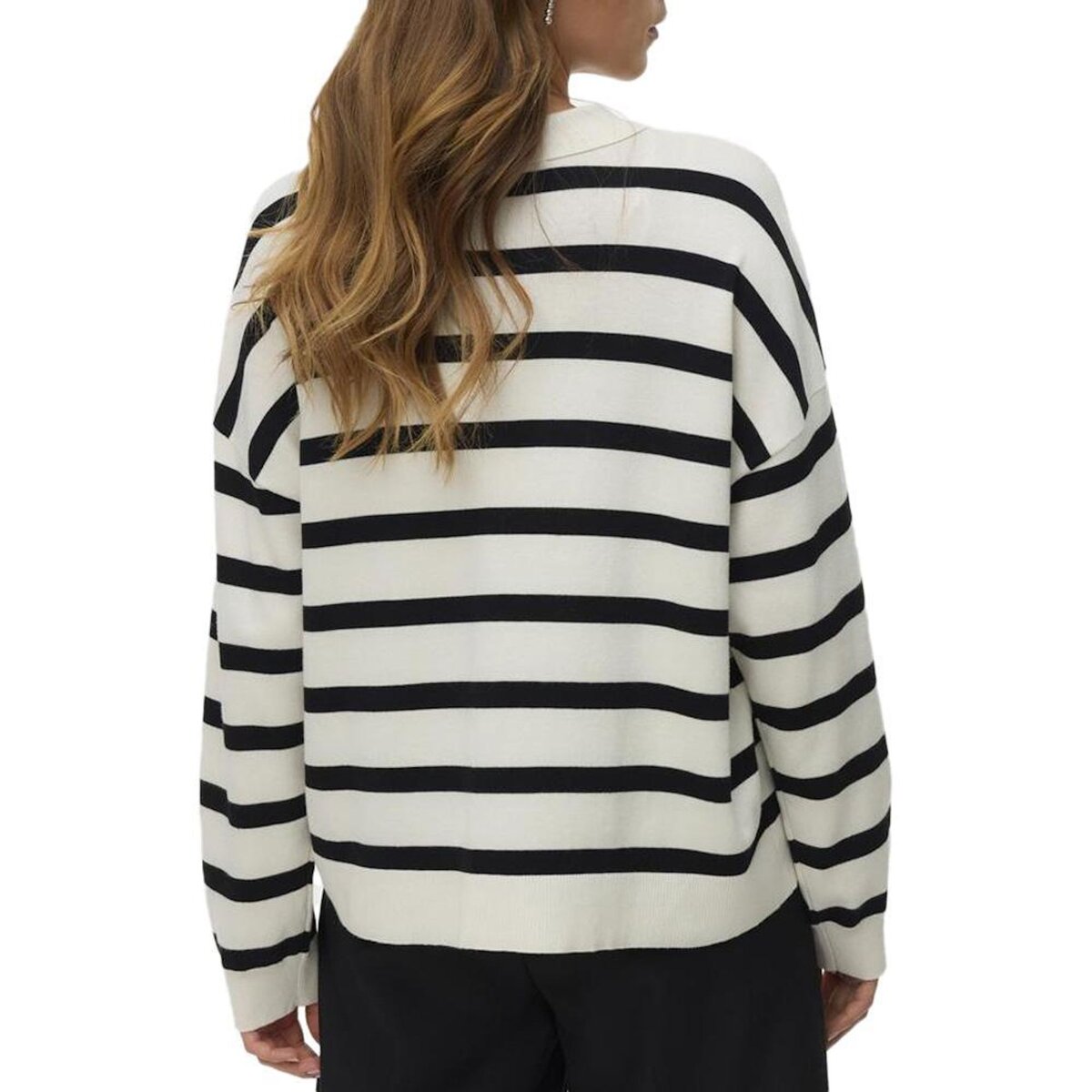 Vero Moda Pull Rayé Écru/Noir Femme Vero Moda Silla