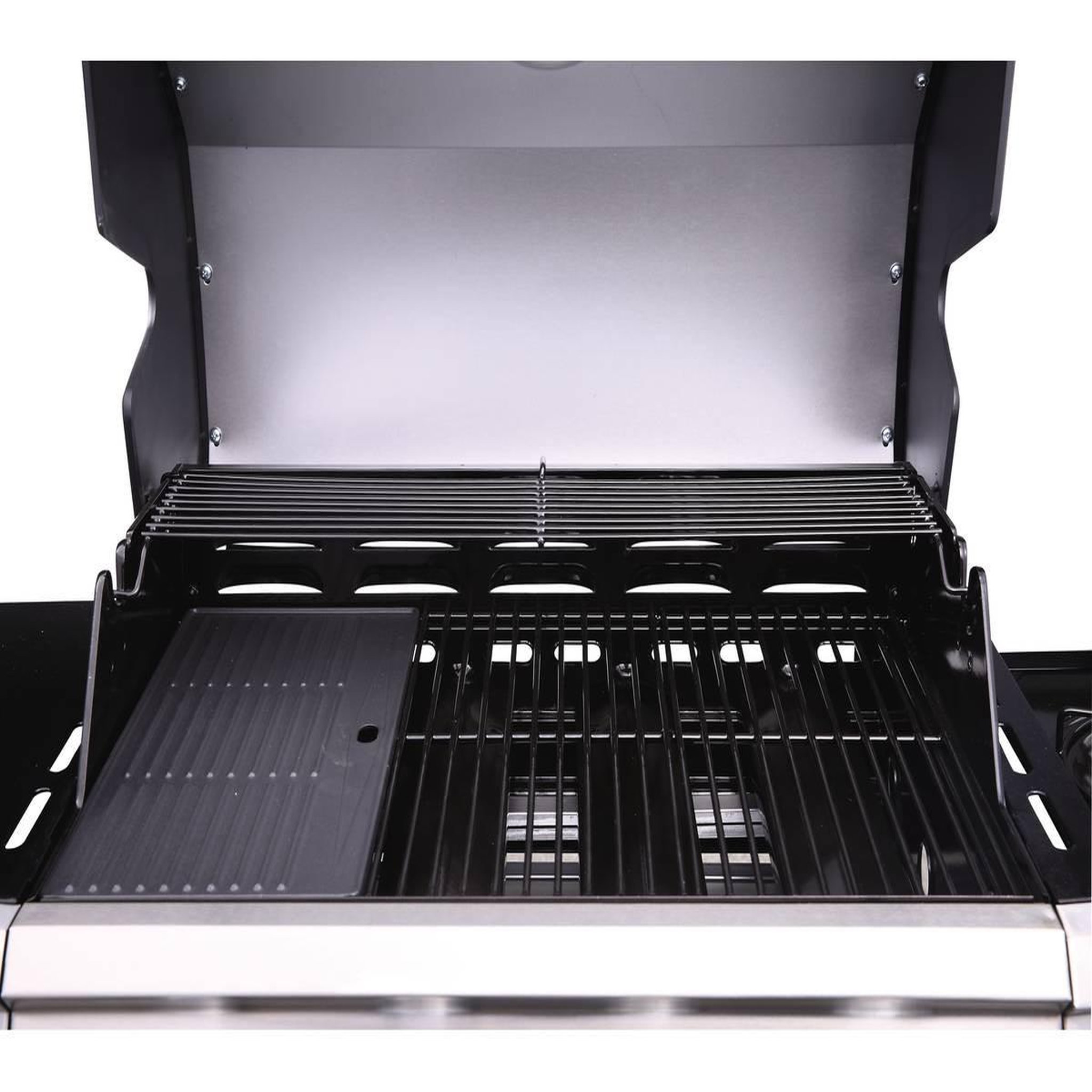 Voir la diapositive 4 : Habitat et Jardin Barbecue Gaz avec LED  Bingo 4  - 4 brûleurs dont 1 latéral - 14kW + Housse protection - Noir