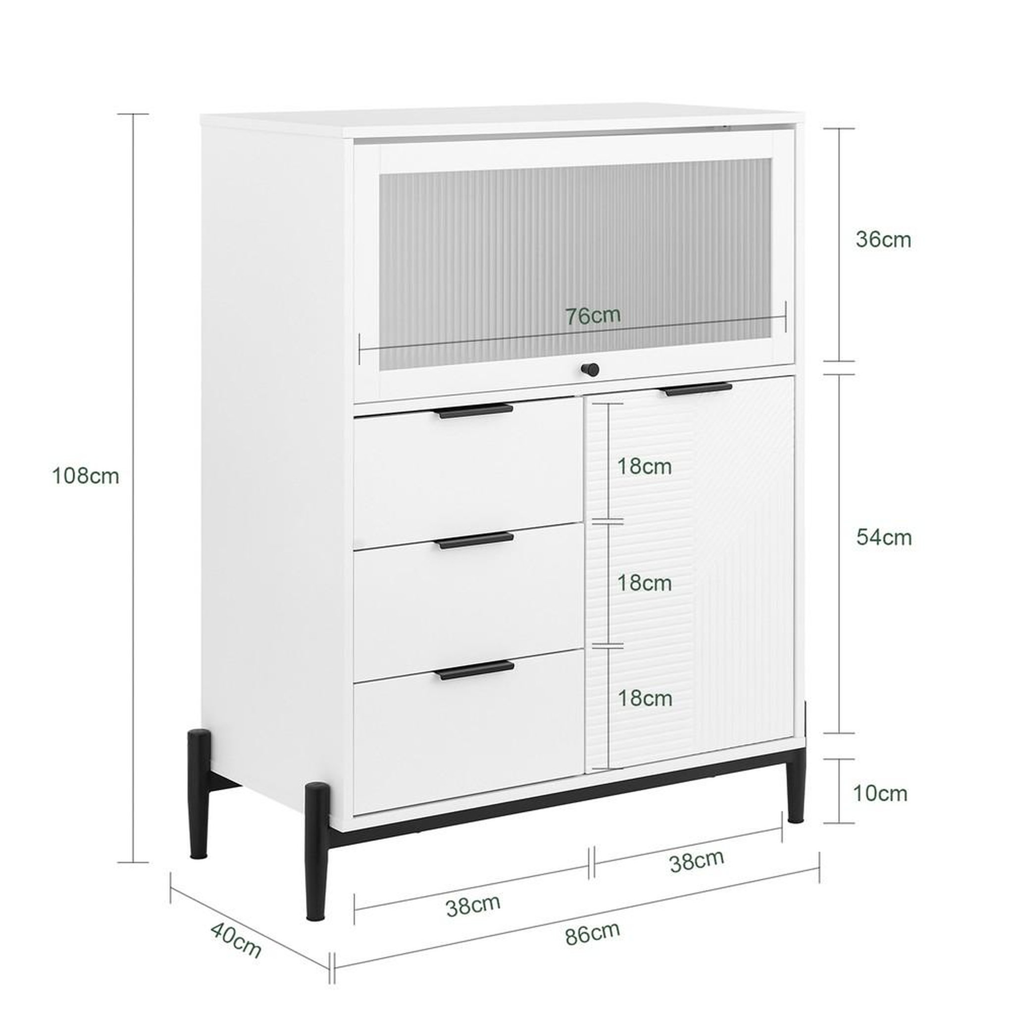 Voir la diapositive 3 : SOBUY SoBuy - Buffet Bas à trois tiroirs - Blanc - 86x40x108cm - Moderne - FSB94-W