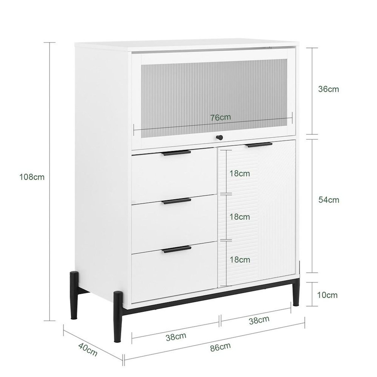 SOBUY SoBuy - Buffet Bas à trois tiroirs - Blanc - 86x40x108cm - Moderne - FSB94-W
