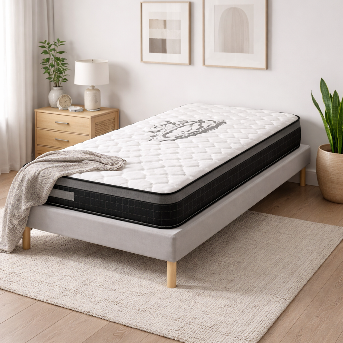 PROVENCE LITERIE Ensemble Sommier Tapissier et Matelas Soutien Ferme Mousse