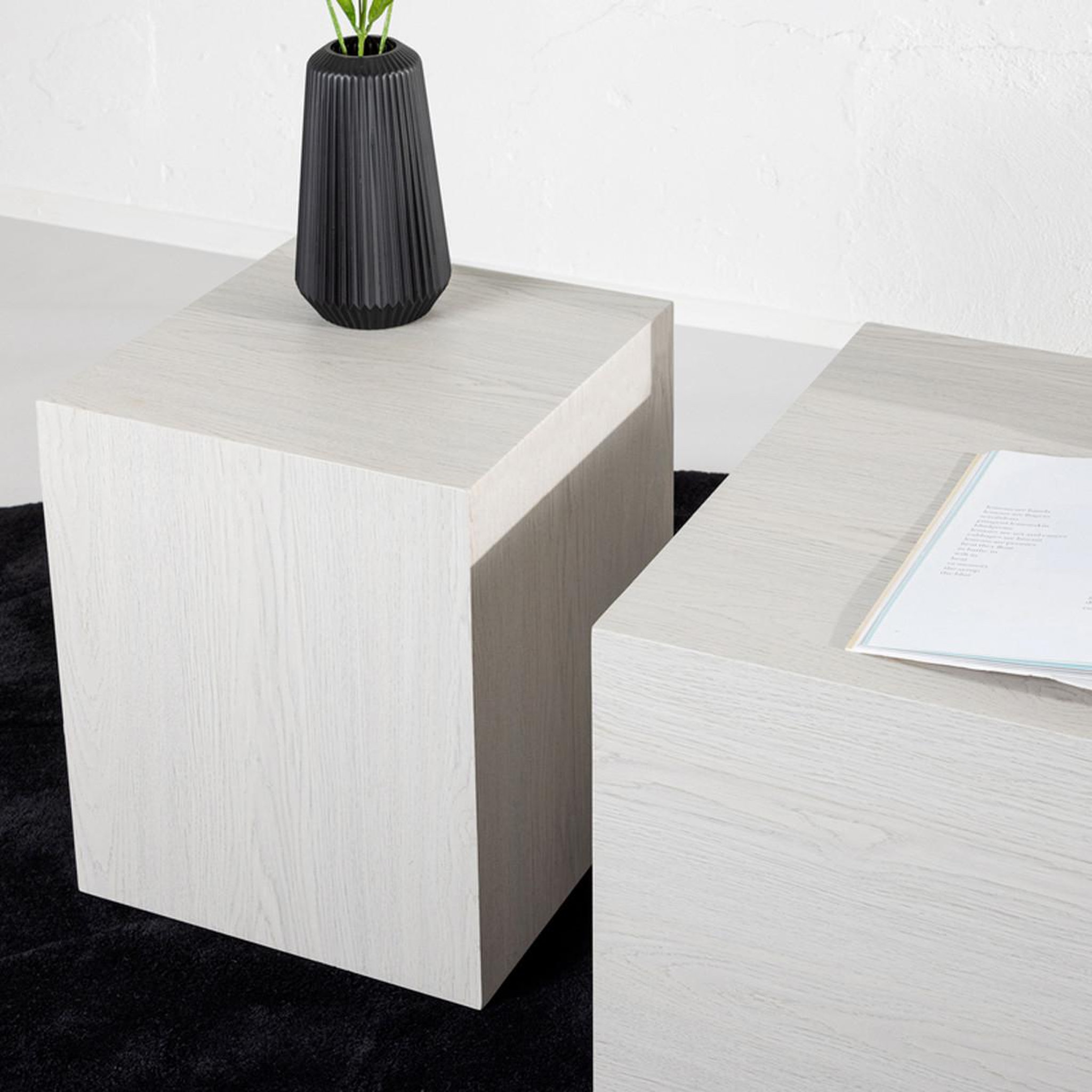 Voir la diapositive 4 : Paris Prix Lot de 2 tables basses effet bois  york  80cm blanc