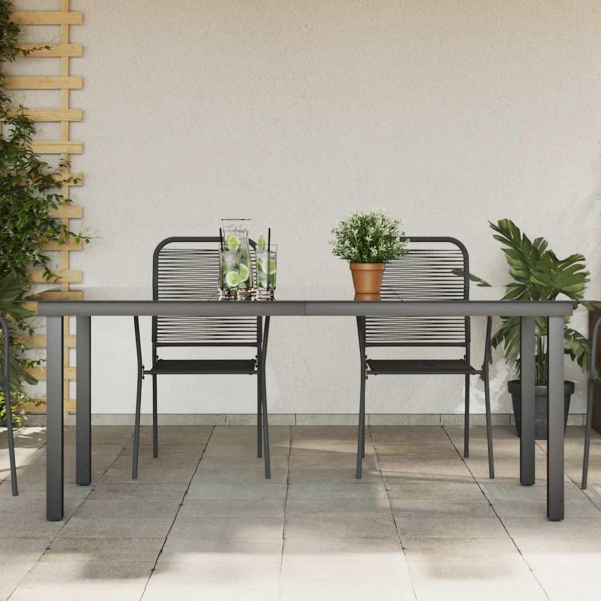 VIDAXL Table de jardin Noir 190x90x74 cm Aluminium et verre