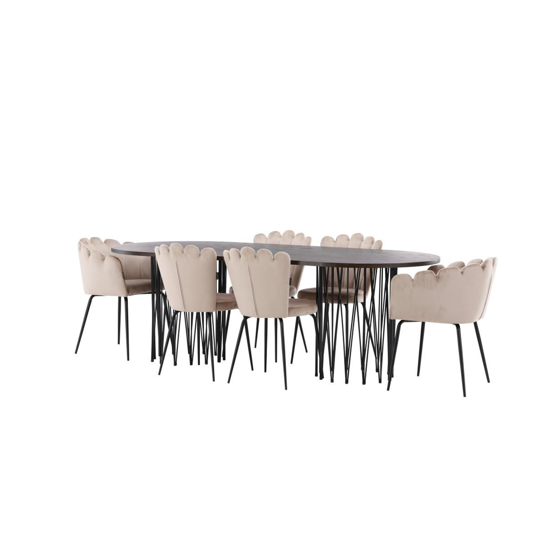 Voir la diapositive 5 : Paris Prix Ensemble table à manger & 6 chaises  stone & limhamn  220cm beige & moka