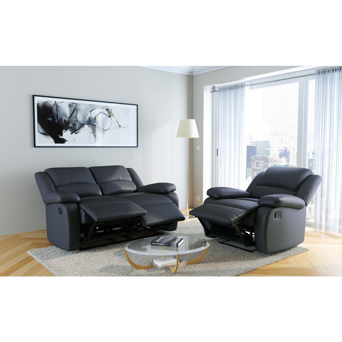 Ensemble canapé 2 places relax + fauteuil relax HELENE
