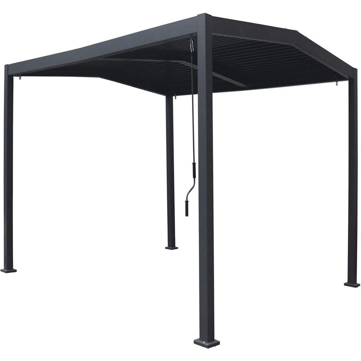 Habitat et Jardin Pergola bioclimatique toit 2 pans  Victoria  en aluminium et métal- 3,5 x 4 m - Gris