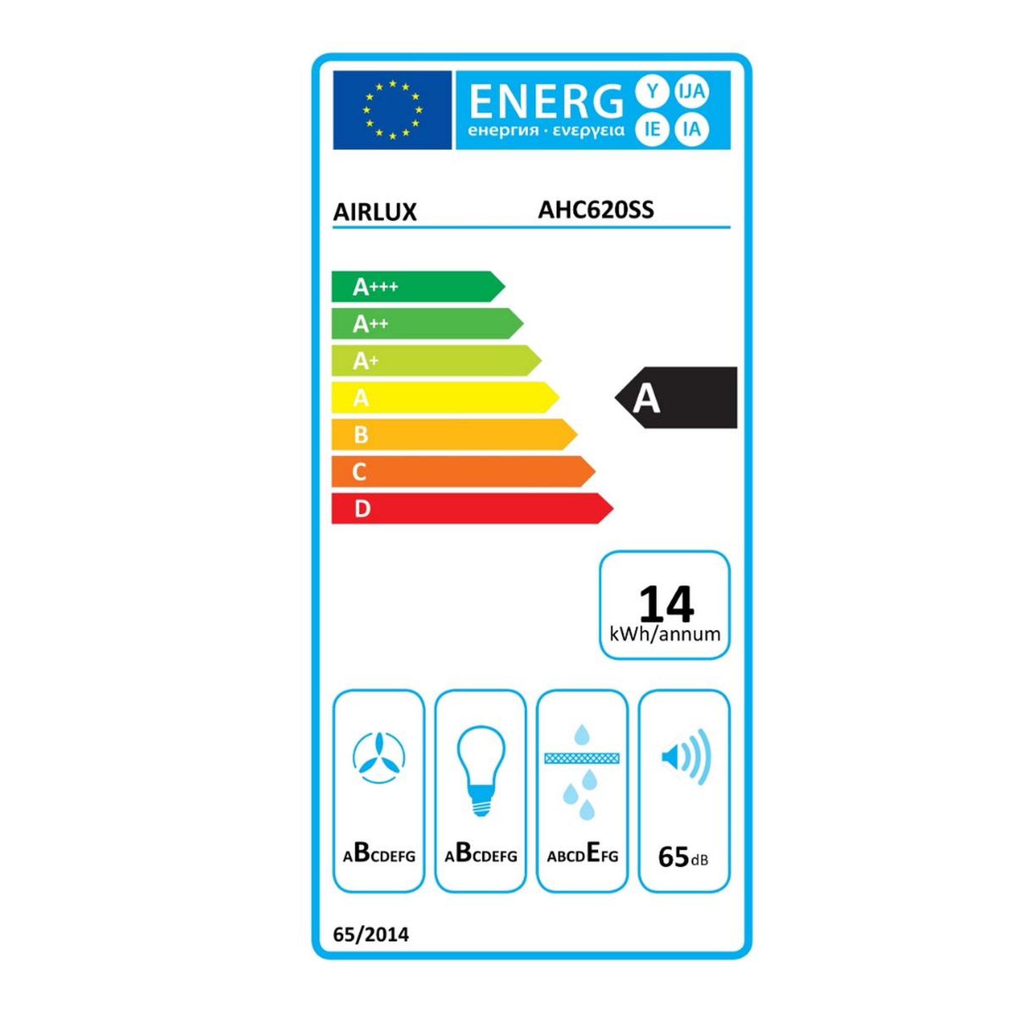Voir la diapositive 2 : Airlux Hotte visière 60cm 230m3/h inox - ahc620ss