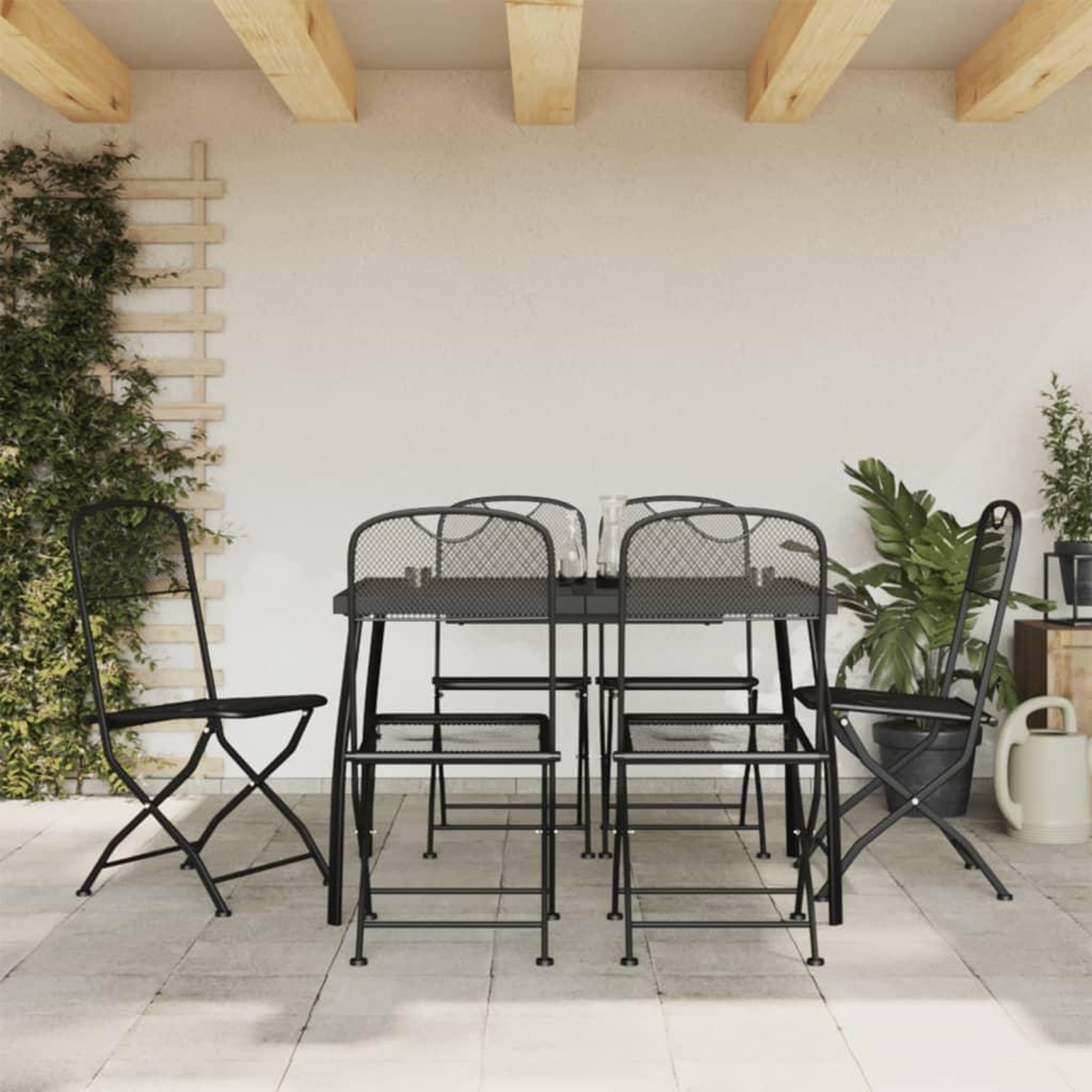 VIDAXL Ensemble a manger de jardin 7 pcs anthracite metal maille