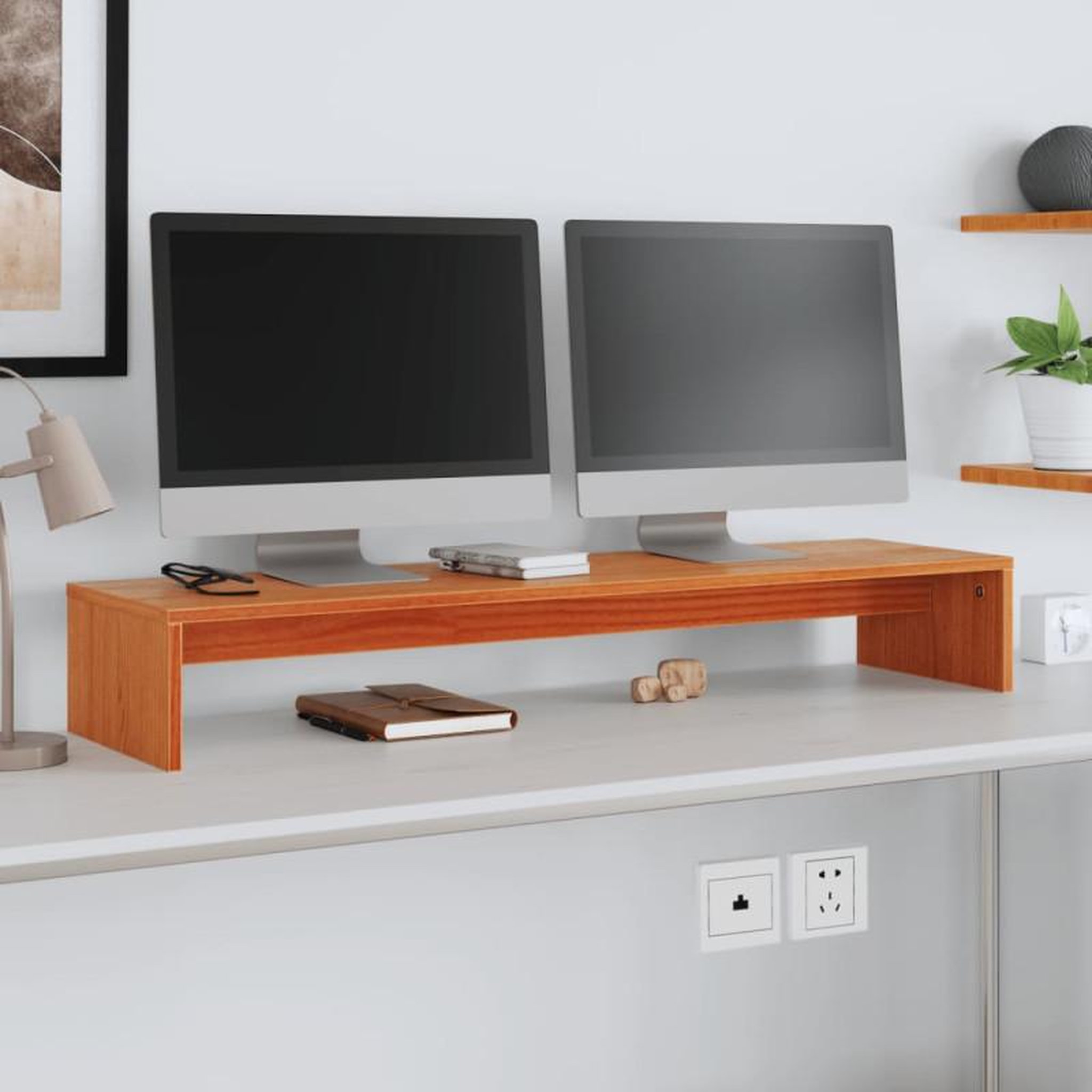 Voir la diapositive 1 : VIDAXL Support de moniteur marron miel 100x27x15 cm bois de pin solide