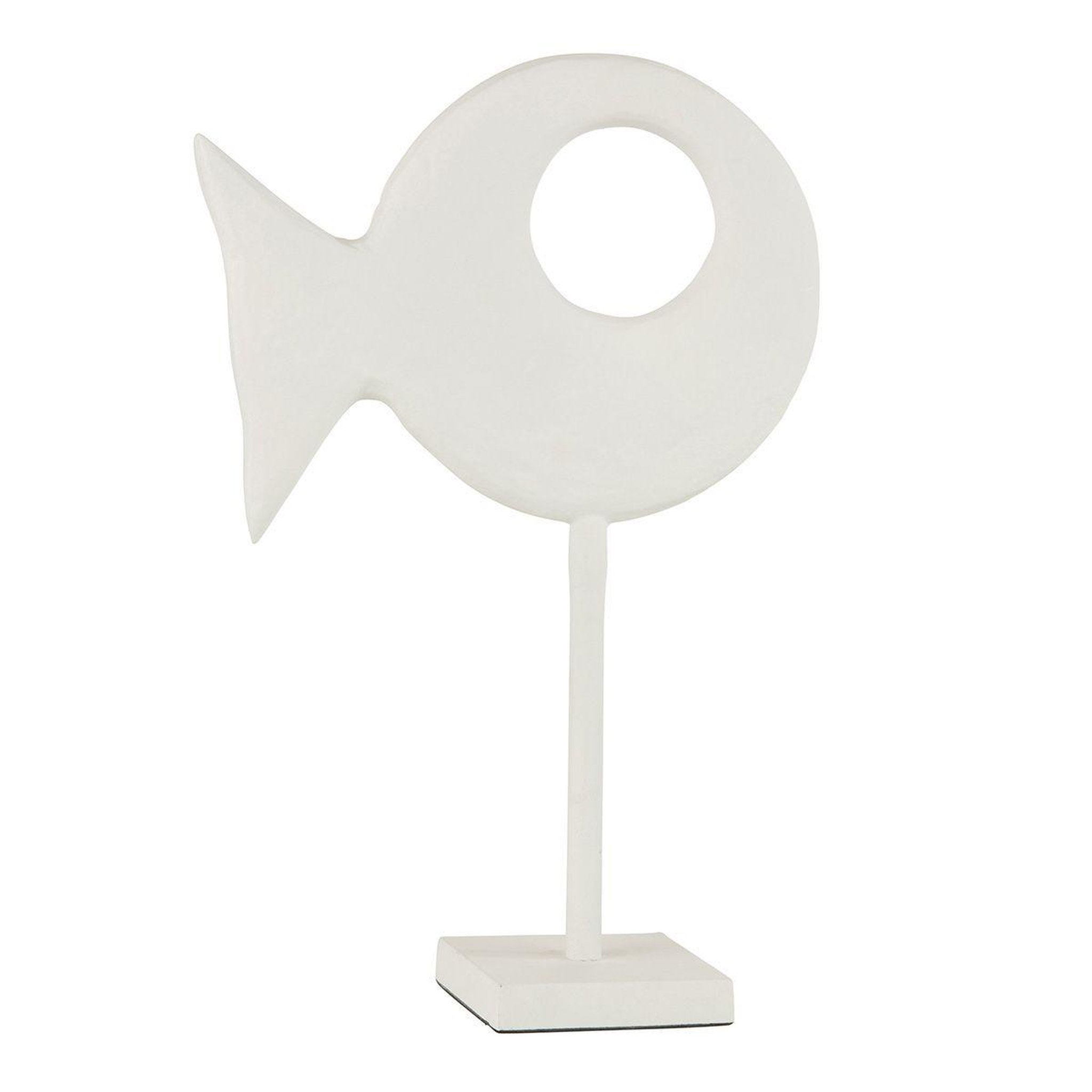 J-LINE Statuette sur pied  figurine poisson  39cm blanc